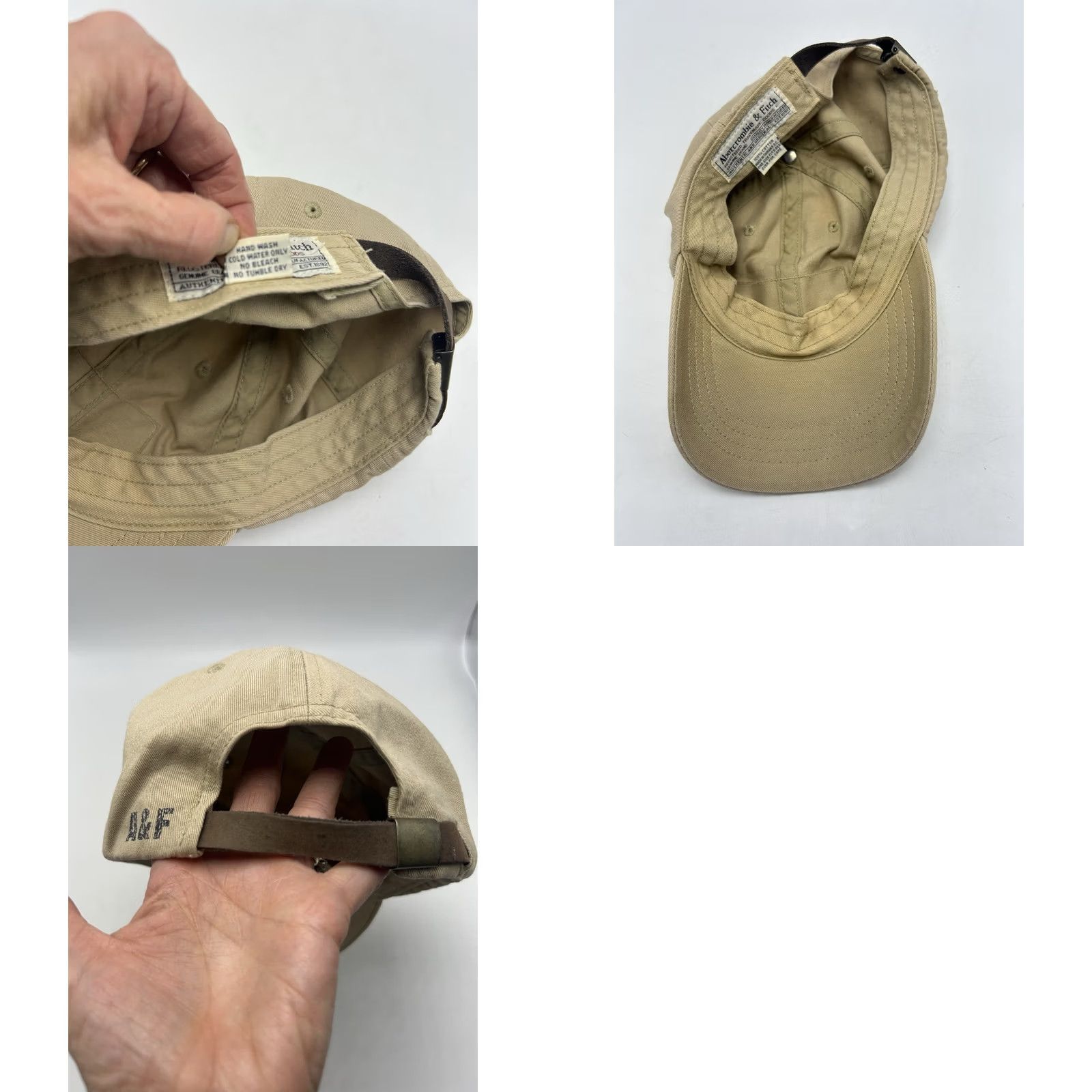 Abercrombie & Fitch VINTAGE Abercrombie & Fitch Baseball Cap Womens One Size Beige Leather Strap Adjustable Small Dad Hat USA Casual Baseball Cap Ladies Men? Size ONE SIZE - 8 Thumbnail
