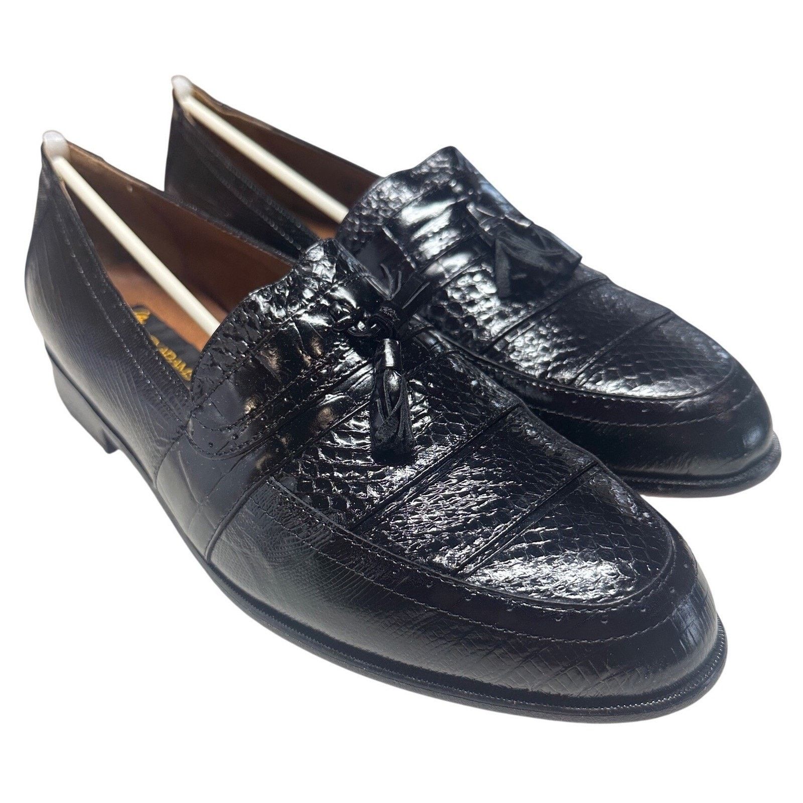 Stacy Adams Stacy Adams 13 Black New Genuine Snake Skin Tassel Loafers Size US 13 / EU 46 - 1 Thumbnail