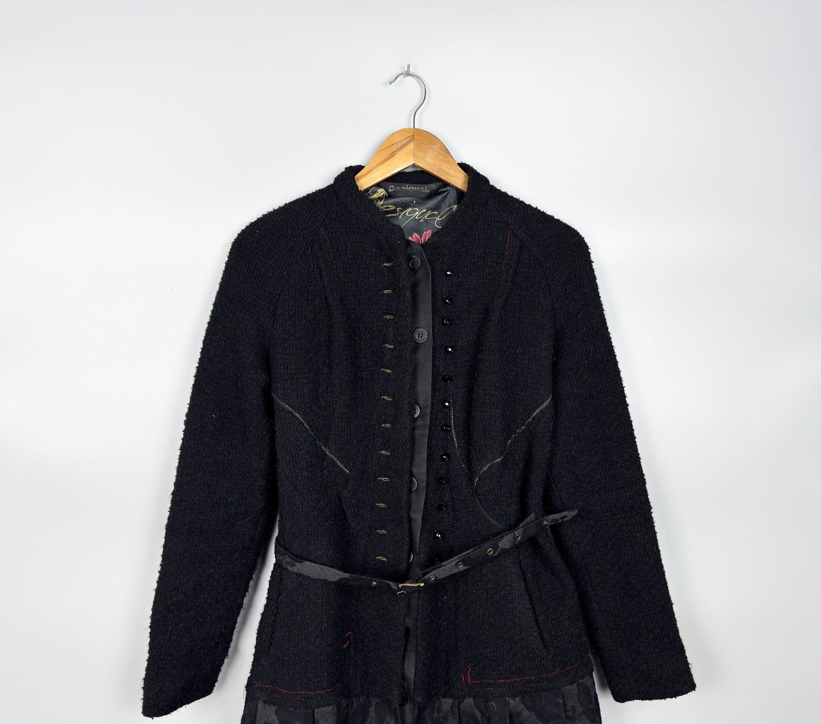 Desigual Desigual Wool Printed Black Womens Coat Size 38 Size XS / US 0-2 / IT 36-38 - 2 Thumbnail