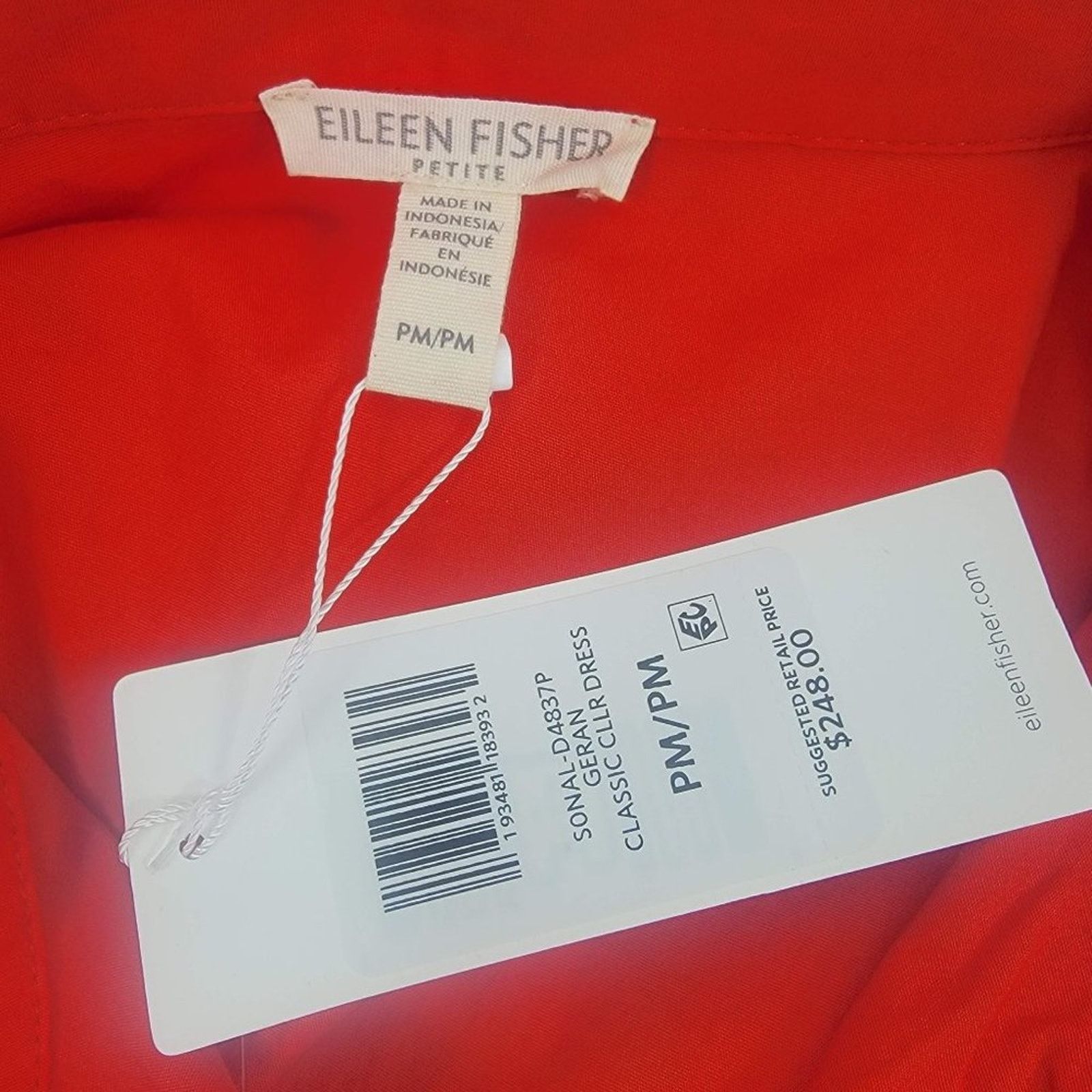 NEW Eileen Fisher Geranium Poplin Shirt Dress Orange SIze PM
