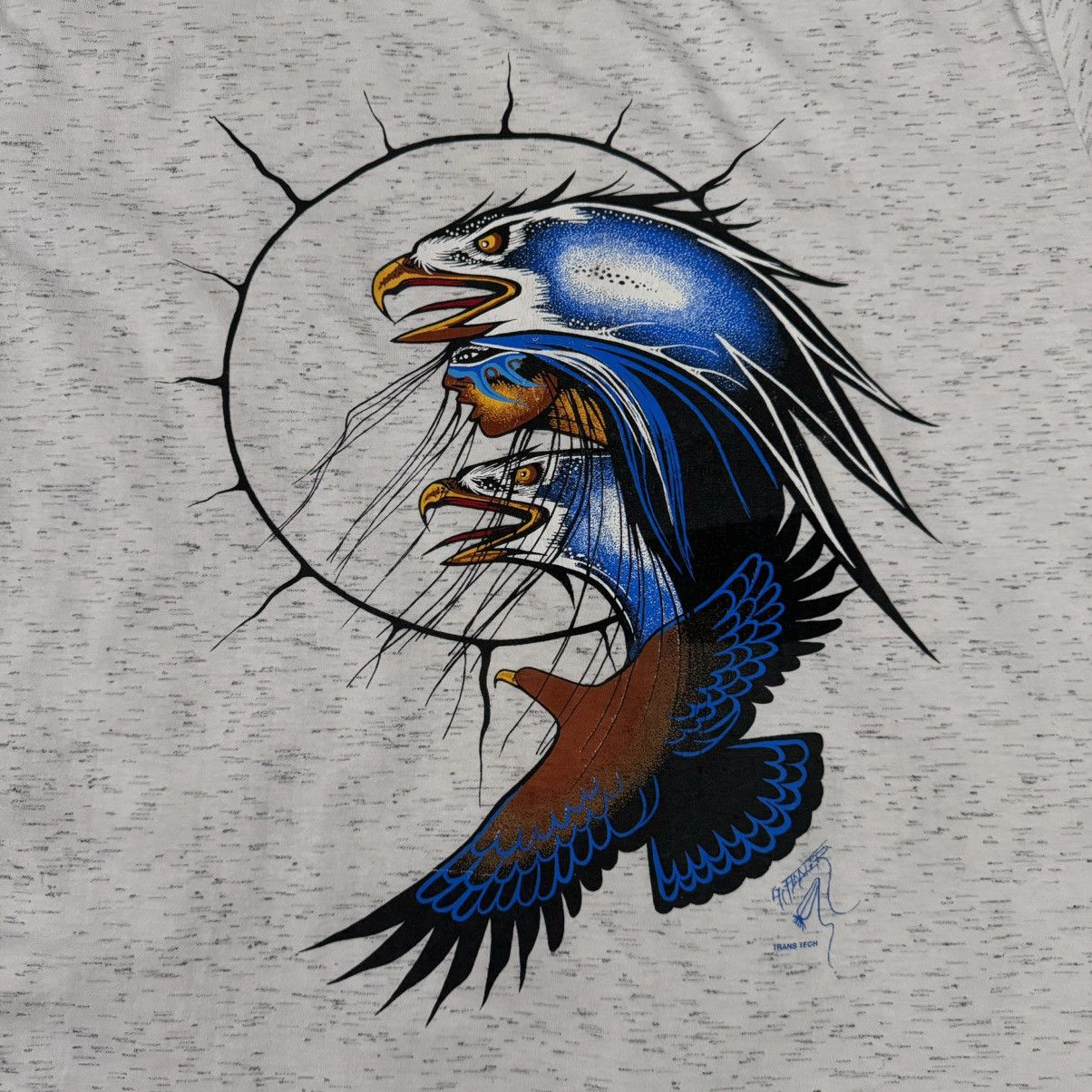 Vintage Vintage Native American Eagle Art Tee Shirt Size US L / EU 52-54 / 3 - 2 Thumbnail