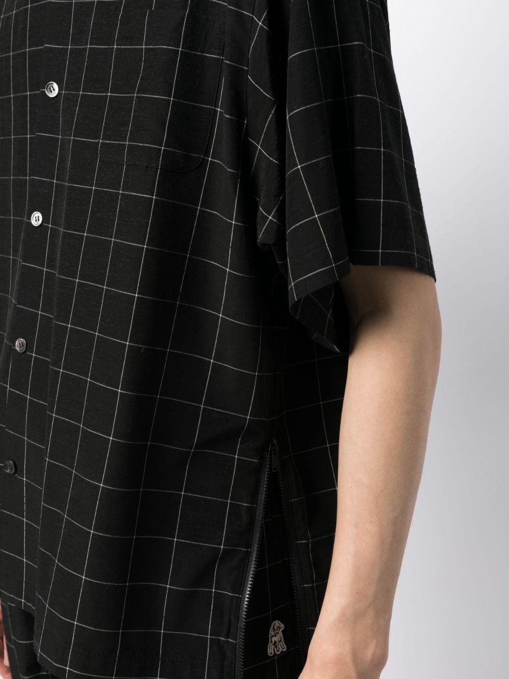 o1w1db10125 Check Pattern Silk Blend Shirt in Black