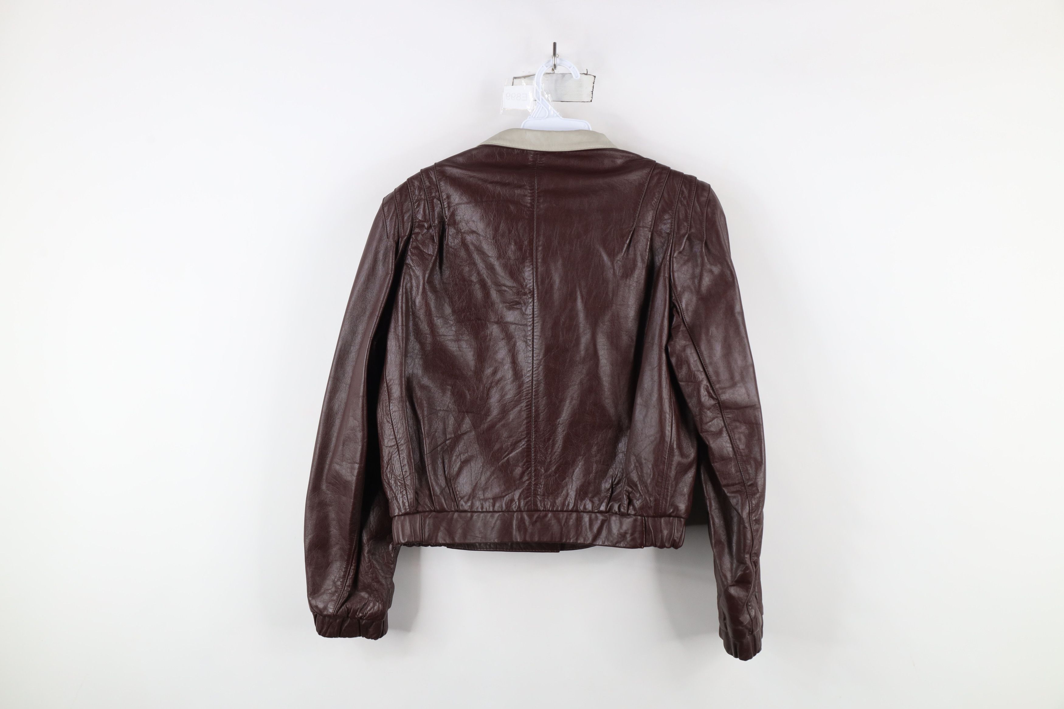Vintage Vintage 80s 90s Streetwear Leather Bomber Jacket Oxblood Red Size M / US 6-8 / IT 42-44 - 8 Thumbnail
