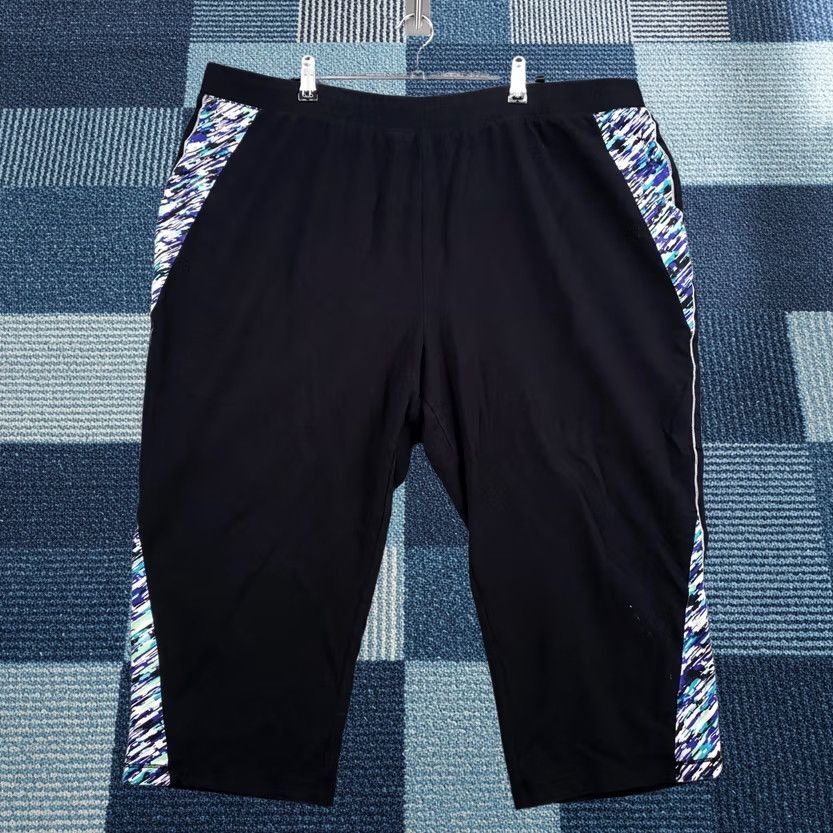 Vintage Catherines Pants Womens 2X Black Capri Plus Abstract Athletic Relaxed Stretch Size 40" / US 18 - 1 Thumbnail
