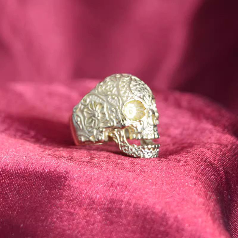Jewelry Skull Dark Jewelry Rings Open Size Chrome Ring (Size 7-13) Size ONE SIZE - 1 Thumbnail
