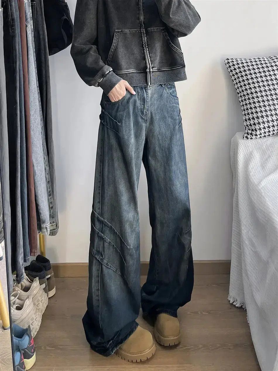 Japanese Brand Retro loose curved knife wide leg jeans Size US 32 / EU 48 - 1 Thumbnail
