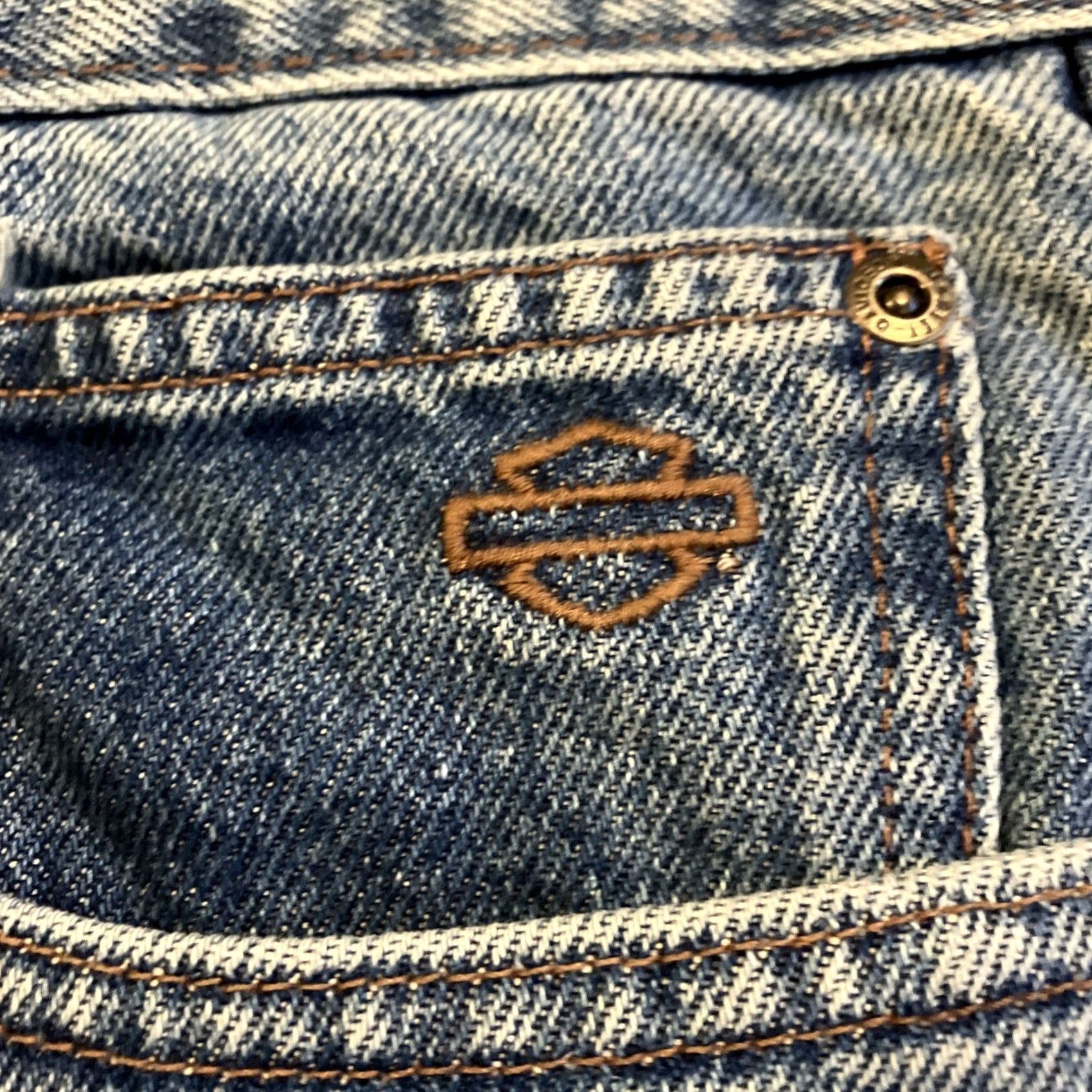 Harley Davidson Harley-Davidson Relaxed Fit Denim Jeans Men 46" Waist 30" Inseam Blue Cotton Denim 5-Pocket Logo Mid Rise Straight Style Size US 30 / EU 46 - 2 Thumbnail
