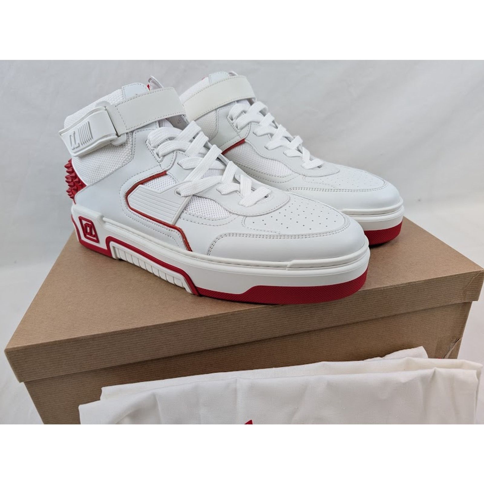 Christian Louboutin o1rshd1 Astroloubi Mid Flat Sneakers in White/Loubi Size US 10.5 / EU 43-44 - 3 Thumbnail