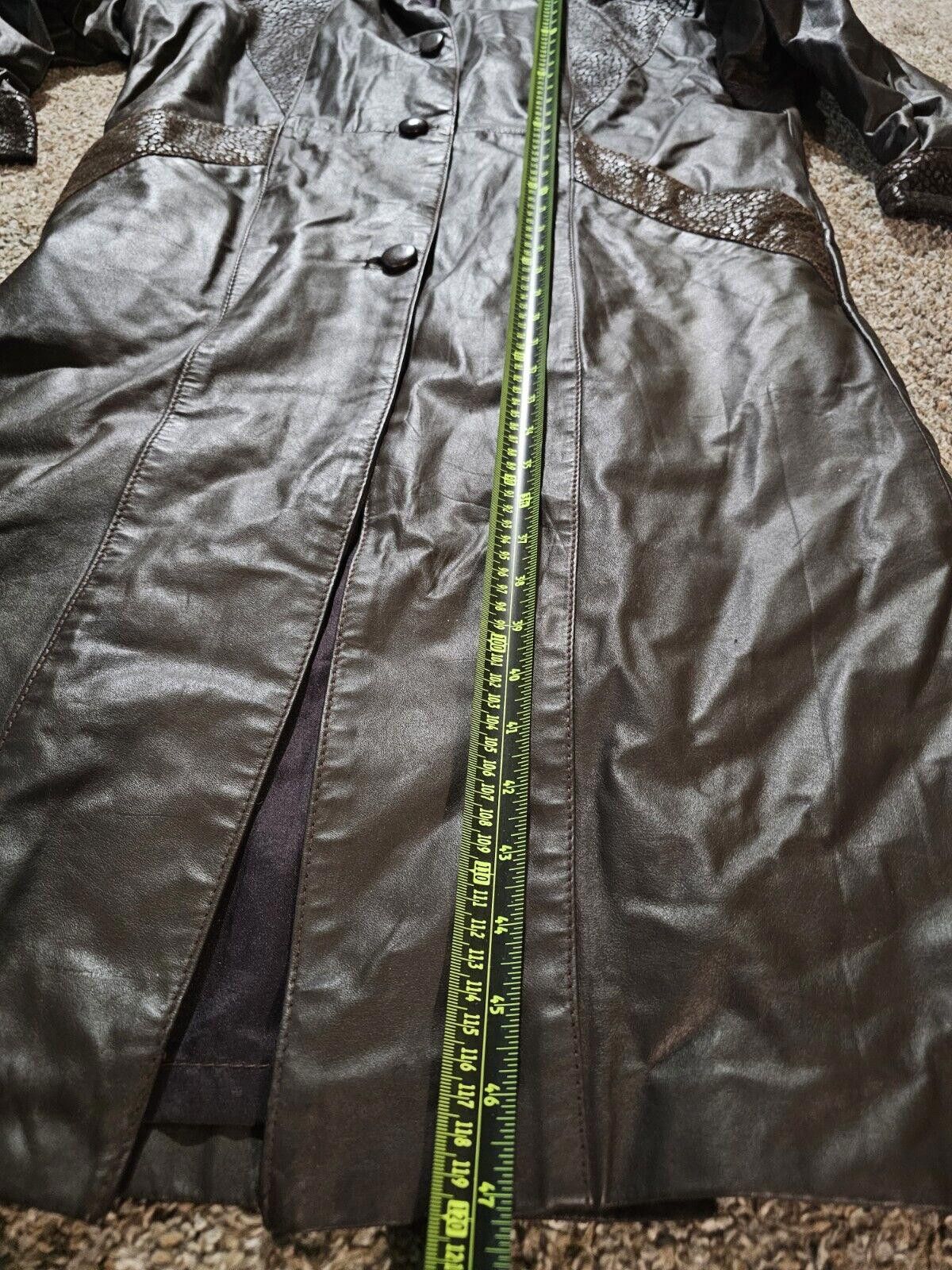 Designer Comint Argentina Long Trench Brown Leather Women Coat S Size S / US 4 / IT 40 - 5 Thumbnail