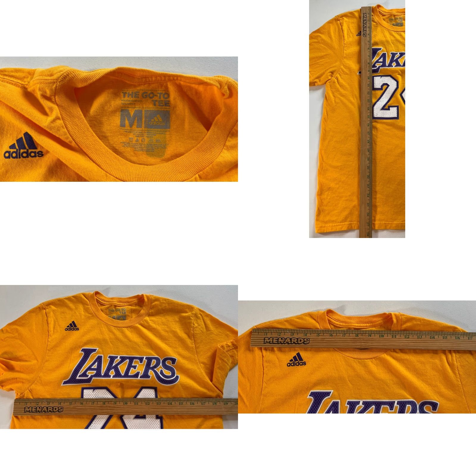 Adidas VINTAGE Adidas LA Lakers Kobe Bryant #24 T-Shirt Mens M Yellow 100% Cotton Short Sleeve Crew Neck Sports Basketball Double-Sided Size US M / EU 48-50 / 2 - 8 Thumbnail