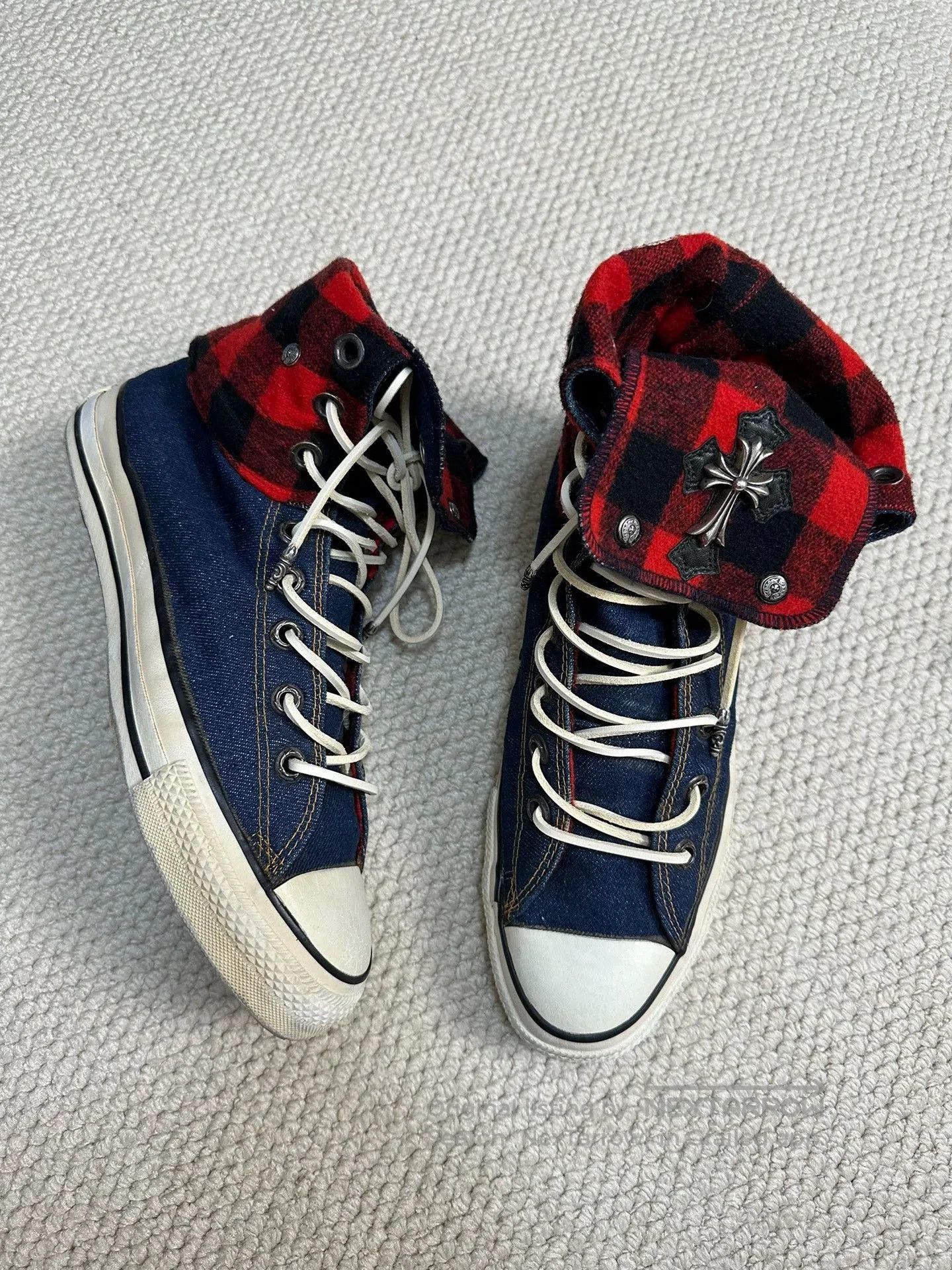 Chrome Hearts chrome hearts vintage converse with plaid pattern. Size US 9 / EU 42 - 2 Thumbnail