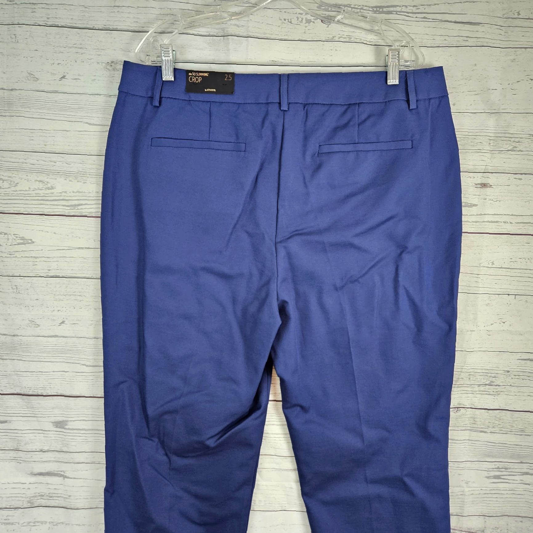 Vintage Chico's Serene Stretch Cuffed Crop Pants 14 Navy Blue Womens Cropped Slimming Stretch Waist 18.5" Inseam 24" Rise 12.5" XS? Size 36" / US 14 / IT 50 - 4 Thumbnail