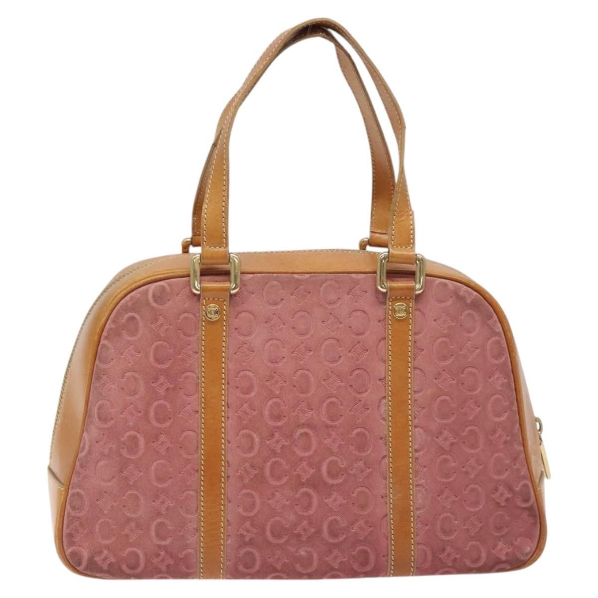 Celine CELINE C Macadam Canvas Hand Bag Suede Pink Gold Size ONE SIZE - 3 Thumbnail