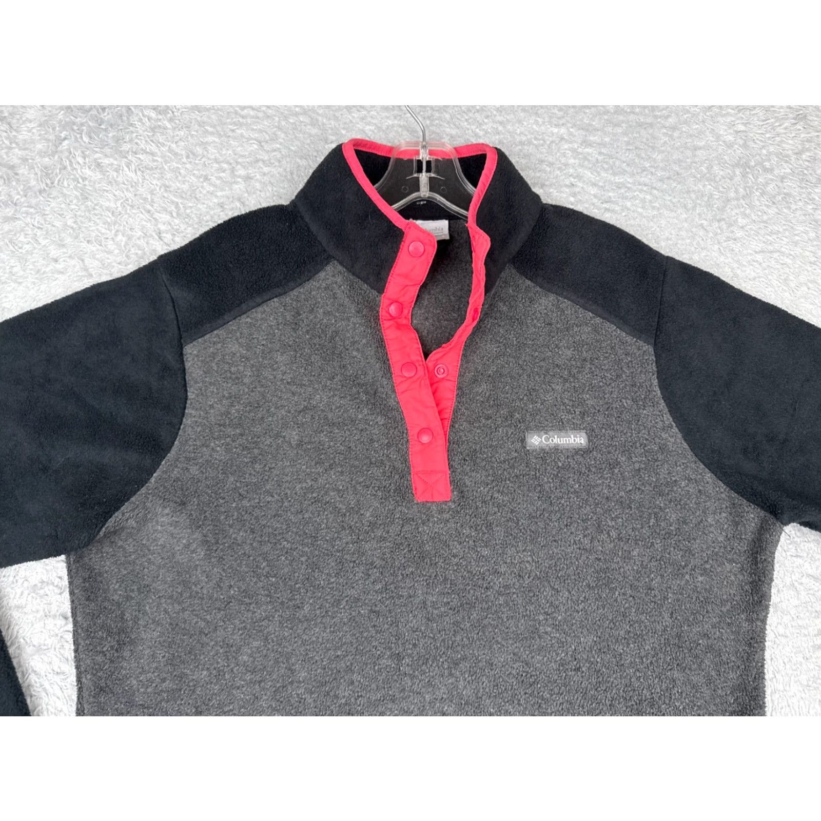 Pinko Columbia Sweater Womens Large Gray Black Pink Button Mock Neck Polyester Fleece Size L / US 10 / IT 46 - 4 Thumbnail