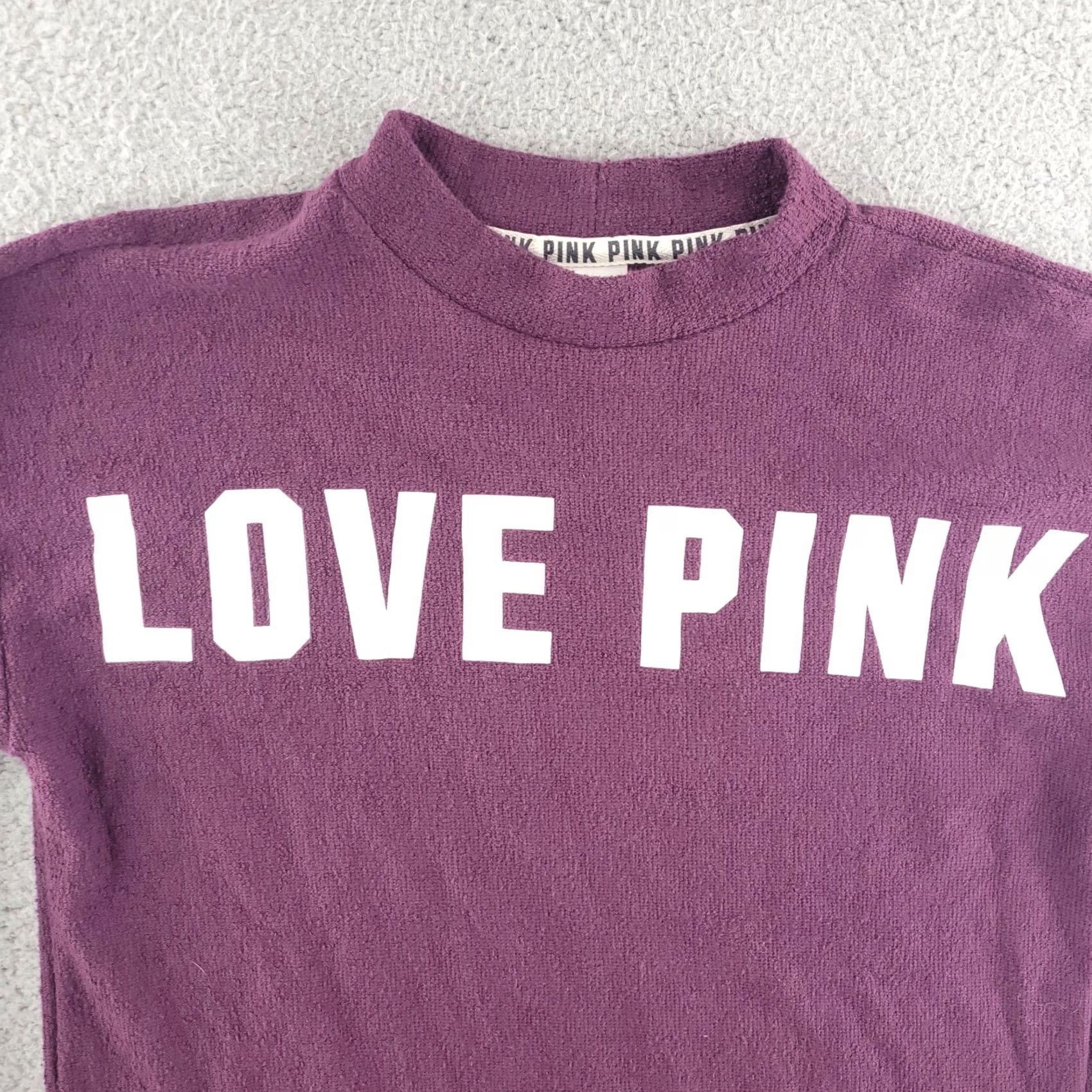 Victoria's Secret Victoria's Secret Mock Neck Sweater Women's XS Burgundy Pink Love Fuzzy Pullover Sweatshirt Long Sleeve Solid Size XS / US 0-2 / IT 36-38 - 2 Thumbnail