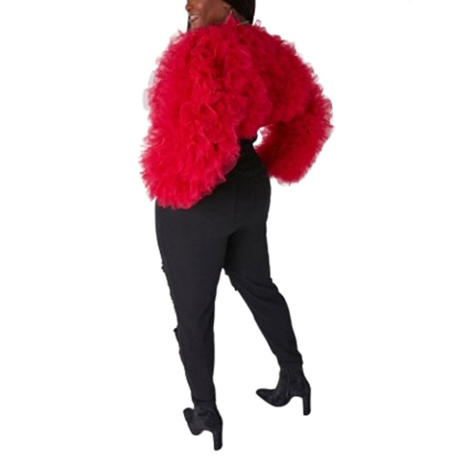 Other BRIGHT CHERRY RED ☆ FLUFFY TULLE ☆ CROPPED SHRUG ☆ 4x ☆ NWT Size 4XL / US 24-26 - 4 Thumbnail