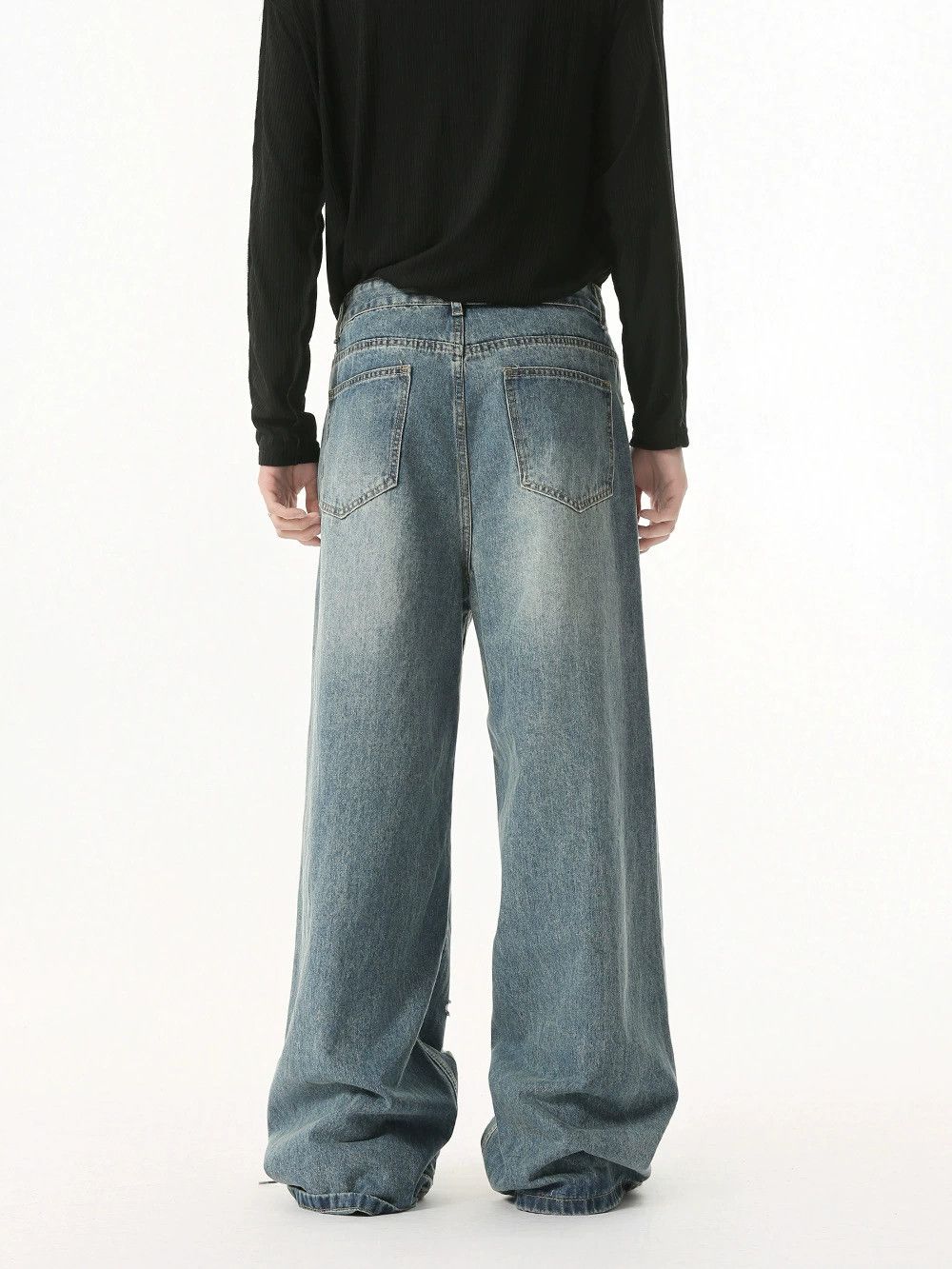 Vintage Men's irregular distressed high street straight ripped jeans Size US 32 / EU 48 - 5 Thumbnail