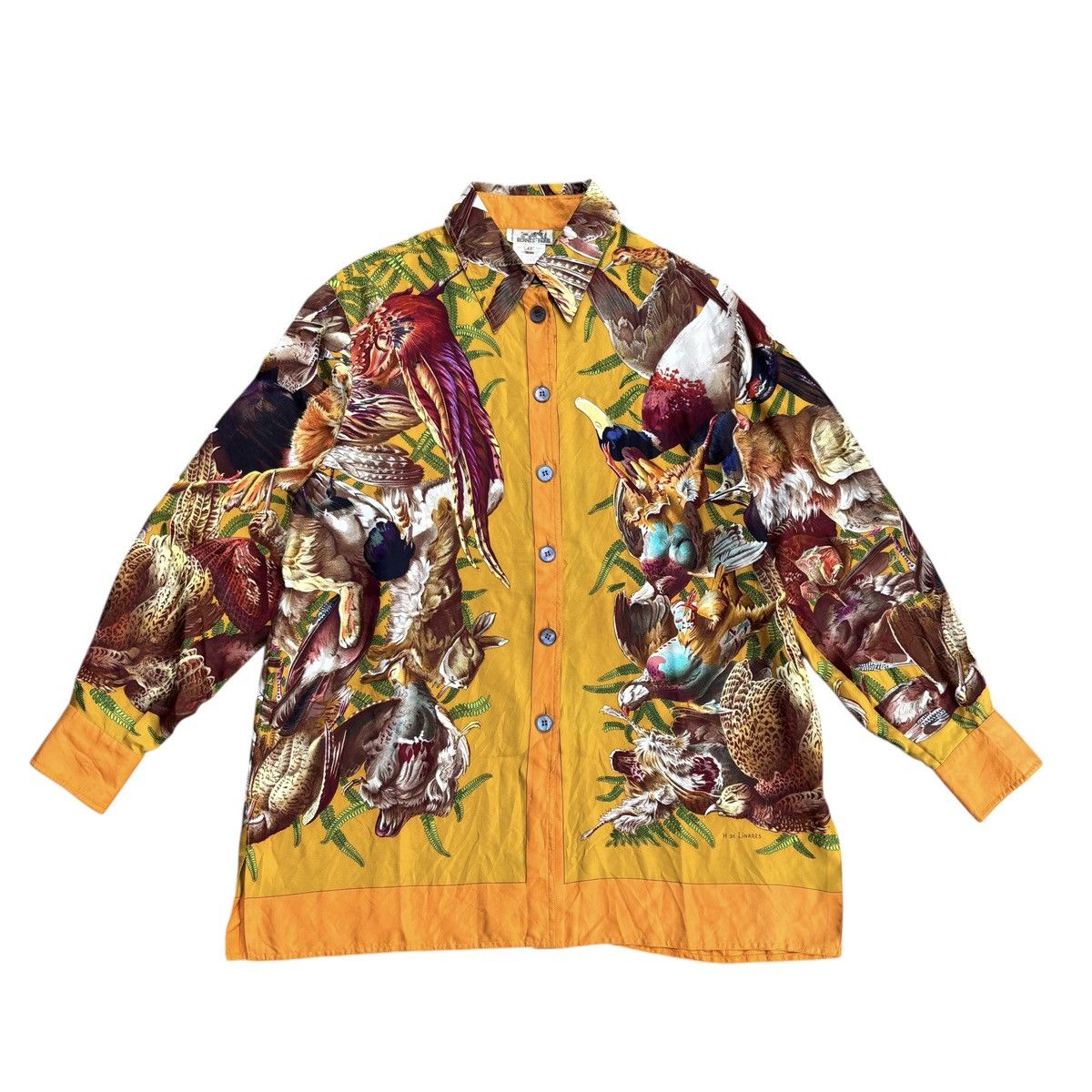 Hermes Vintage Hermes Henri de Linares Silk Shirt Size US M / EU 48-50 / 2 - 1 Thumbnail