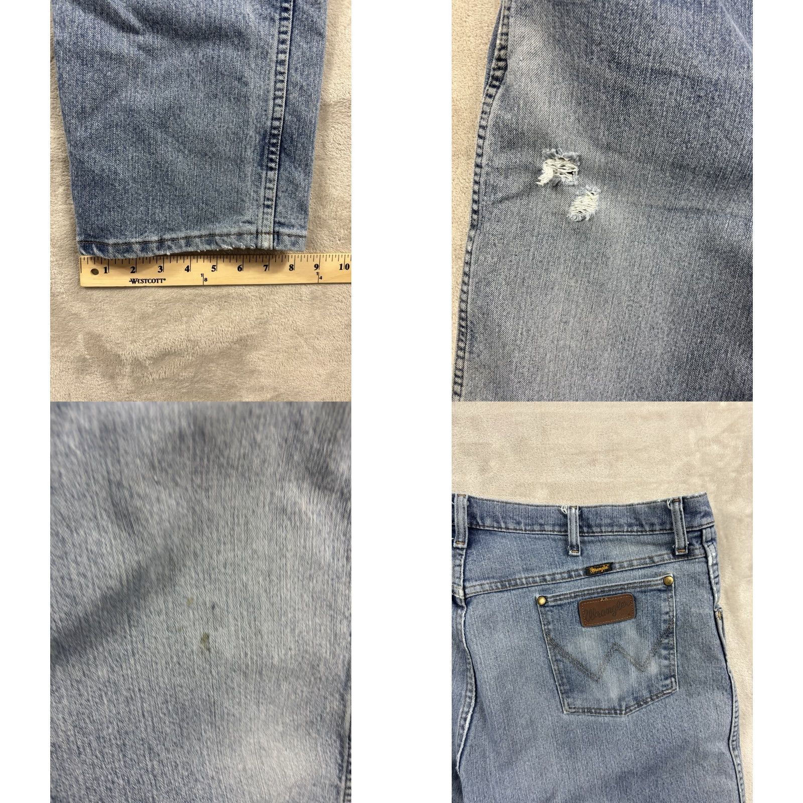 Wrangler Wrangler 47 Advanced Comfort Jeans Mens Regular Straight Light Wash Denim 40x30 Blue Medium Wash 5-Pocket Cowboys & Western Size US 40 / EU 56 - 8 Thumbnail