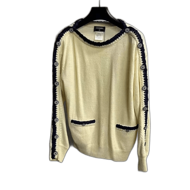 Chanel Beige Knit Top with Two Pockets