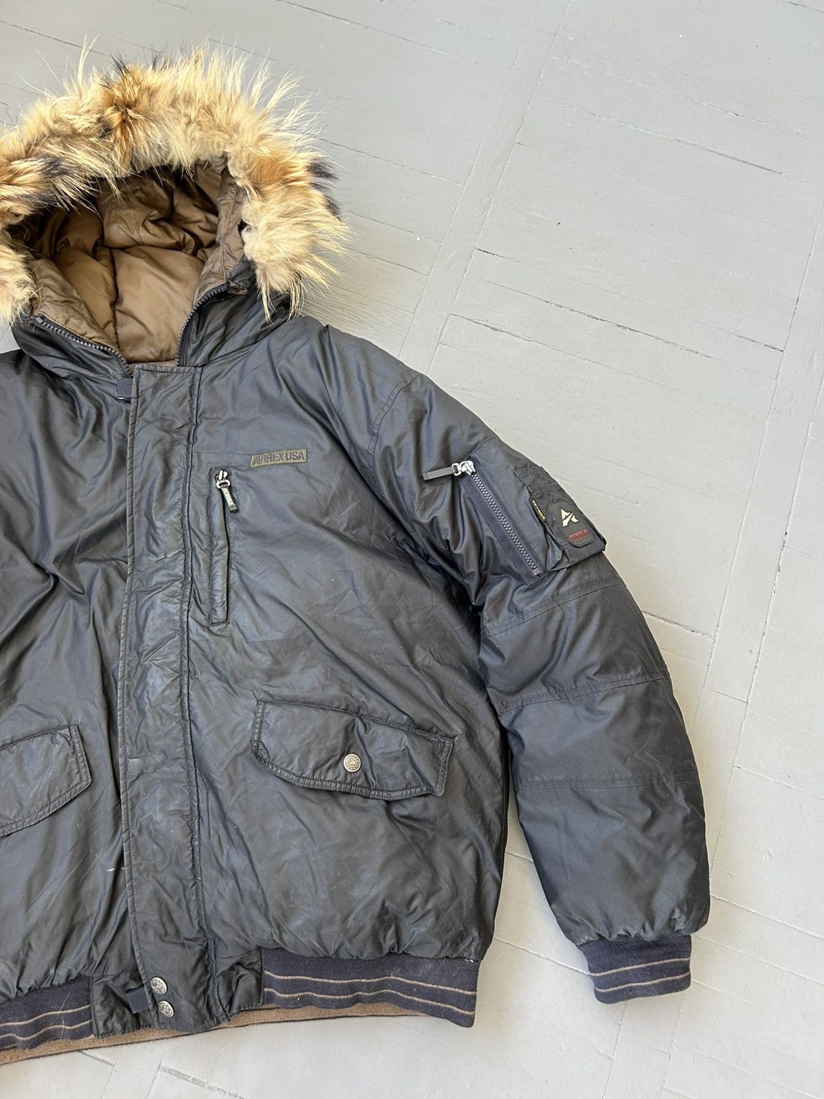Avirex Avirex down puffer jacket with fur hood Size US XL / EU 56 / 4 - 3 Thumbnail