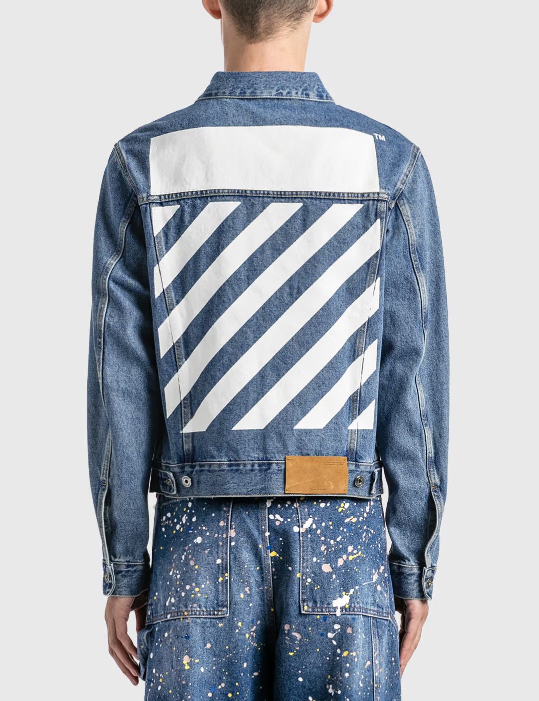 Off-White o1gr1nt1124 Diag Tab Slim Denim Jacket in Medium Blue Size US XXL / EU 58 / 5 - 4 Thumbnail
