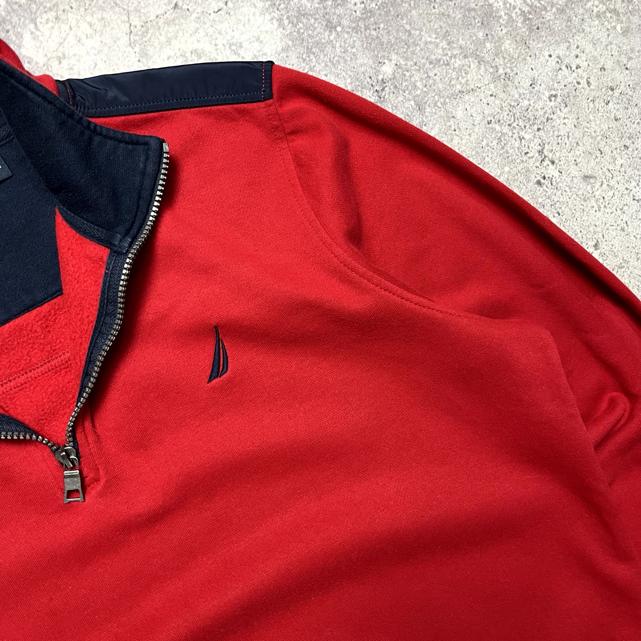 Nautica Nautica Red 1/4 Zip Fleece Pullover Embroidered Logo Size M Size US M / EU 48-50 / 2 - 4 Thumbnail