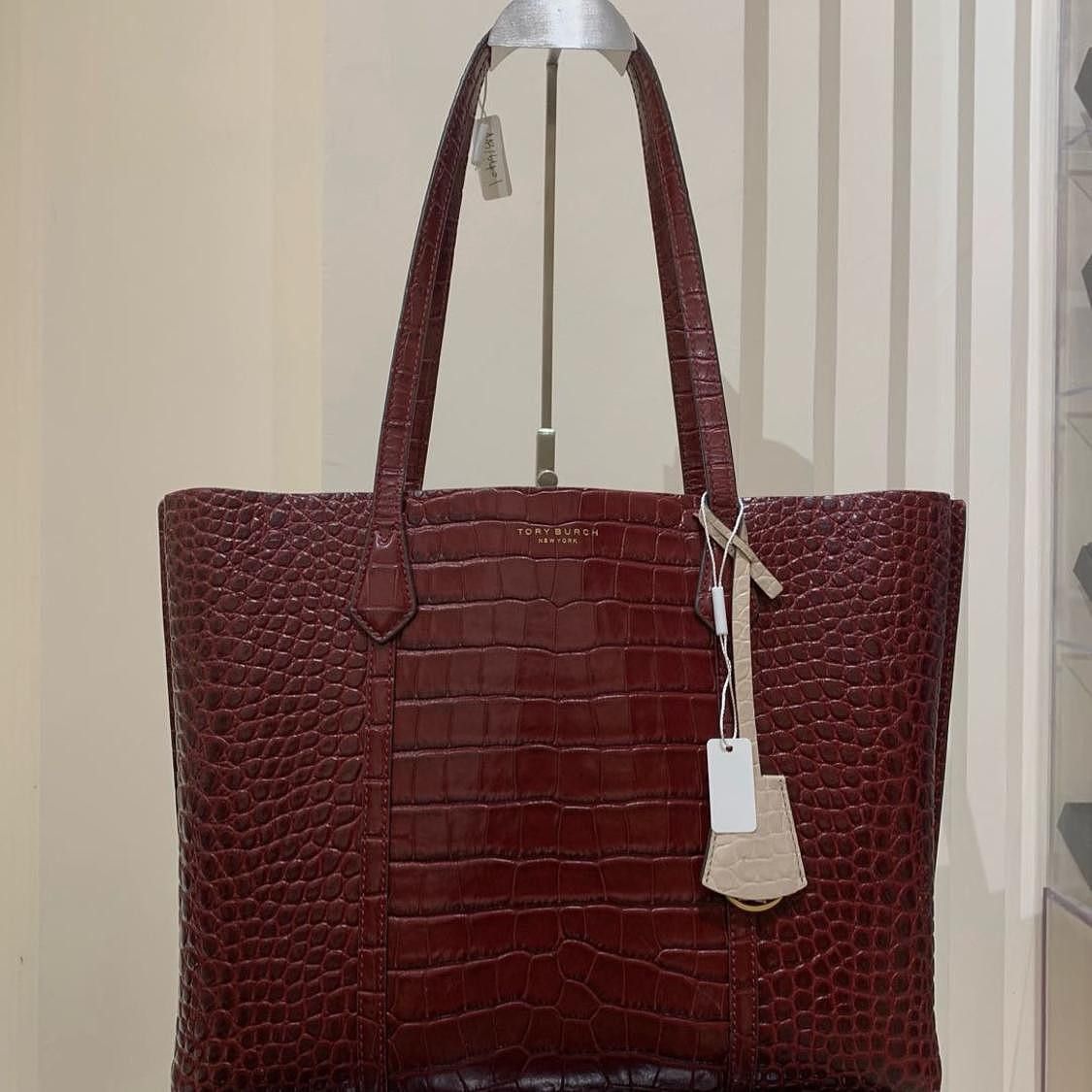 Tory Burch Tory Burch Perry Crocodile Embossed Tote Bag One Size Size ONE SIZE - 1 Thumbnail