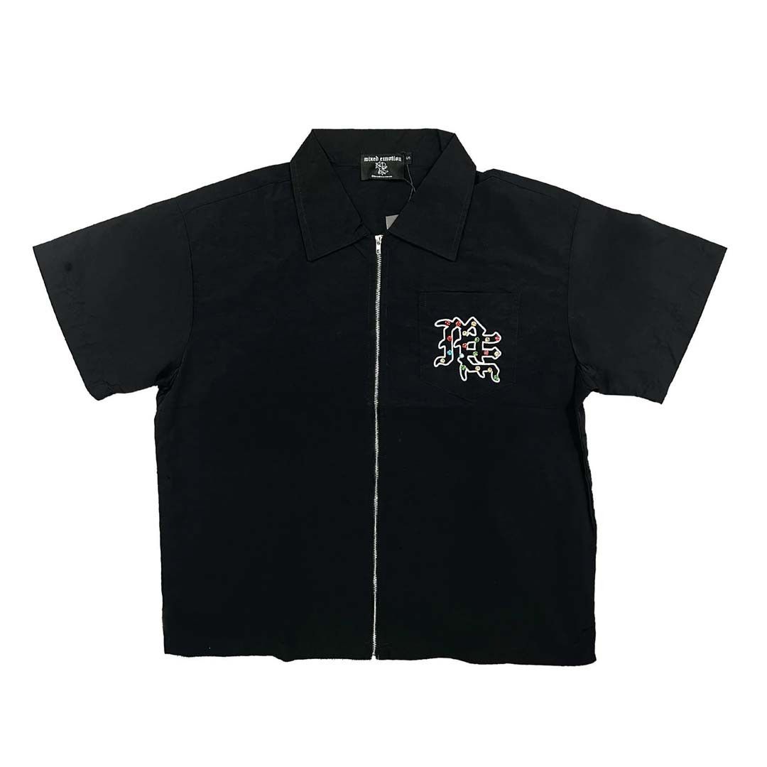 Mixed Emotions Rhinestone Nylon Zip Shirt