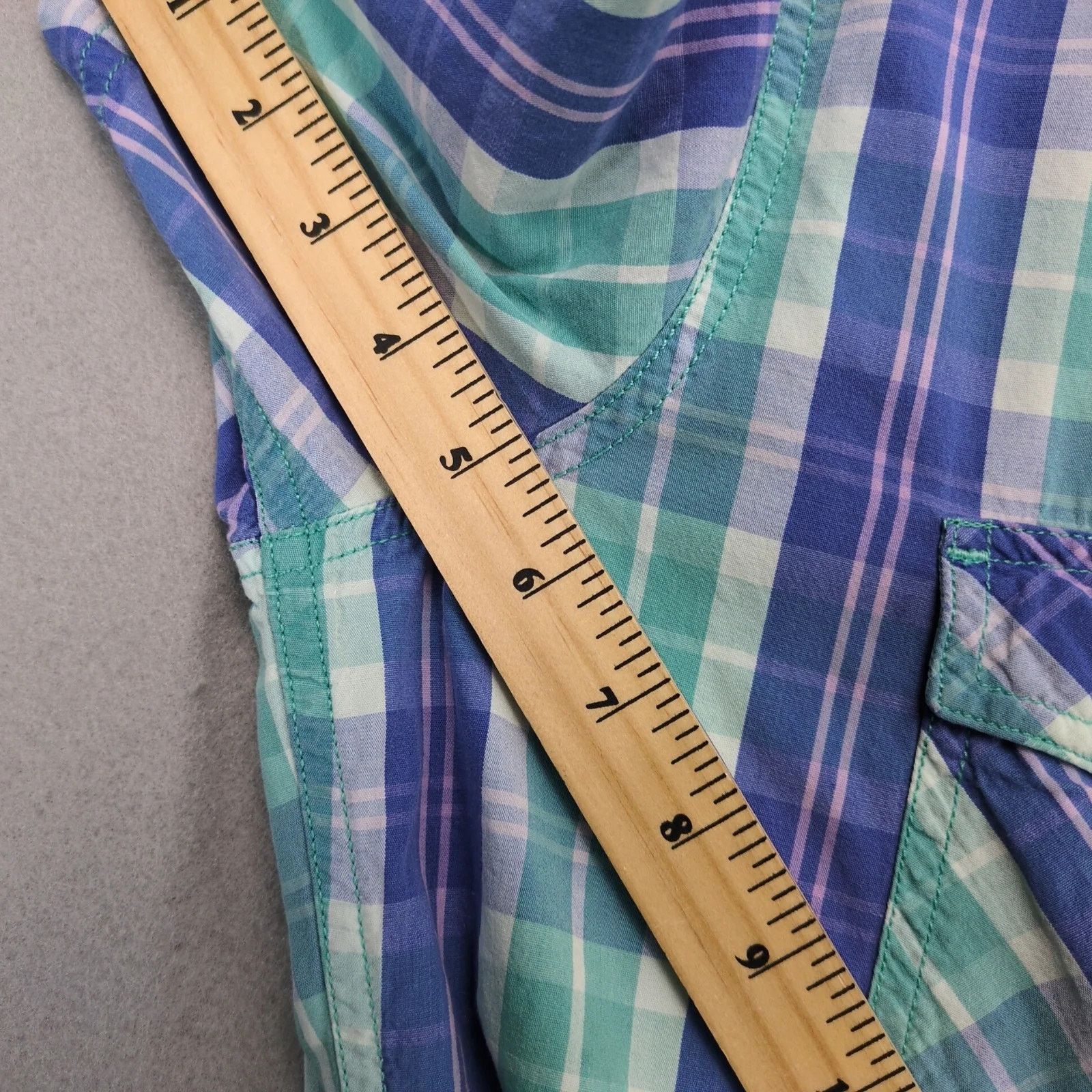 Paper Denim & Cloth PD&C Short Sleeve Button Up Shirt Men's L Blue Plaid Vtg Y2K Size US L / EU 52-54 / 3 - 8 Thumbnail