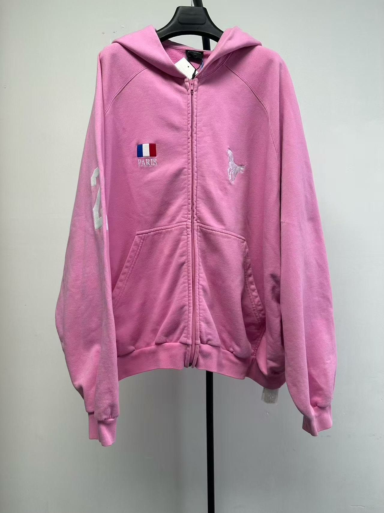 Balenciaga Balenciaga Pink Zip-Up Embroidered Hoodie Size US M / EU 48-50 / 2 - 1 Thumbnail