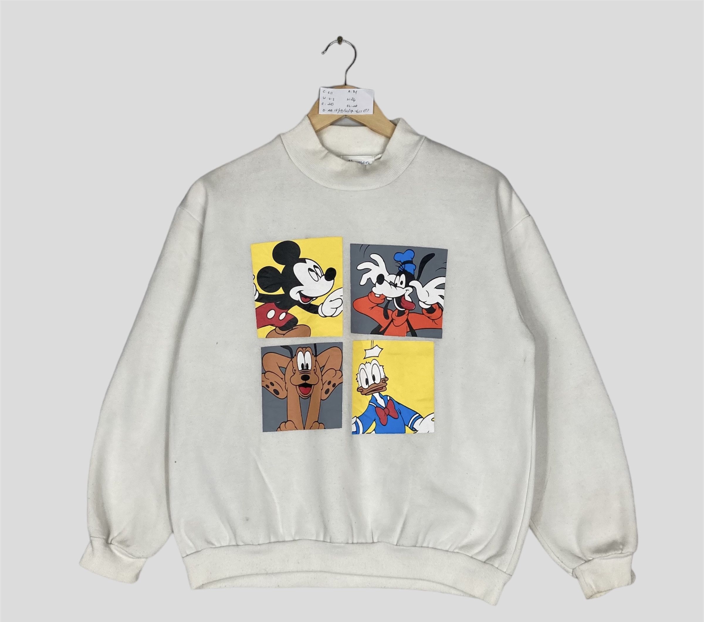 image of 90's Mickey Mouse Crewneck Sweatshirt Big Logo in White, Women's (Size Small)