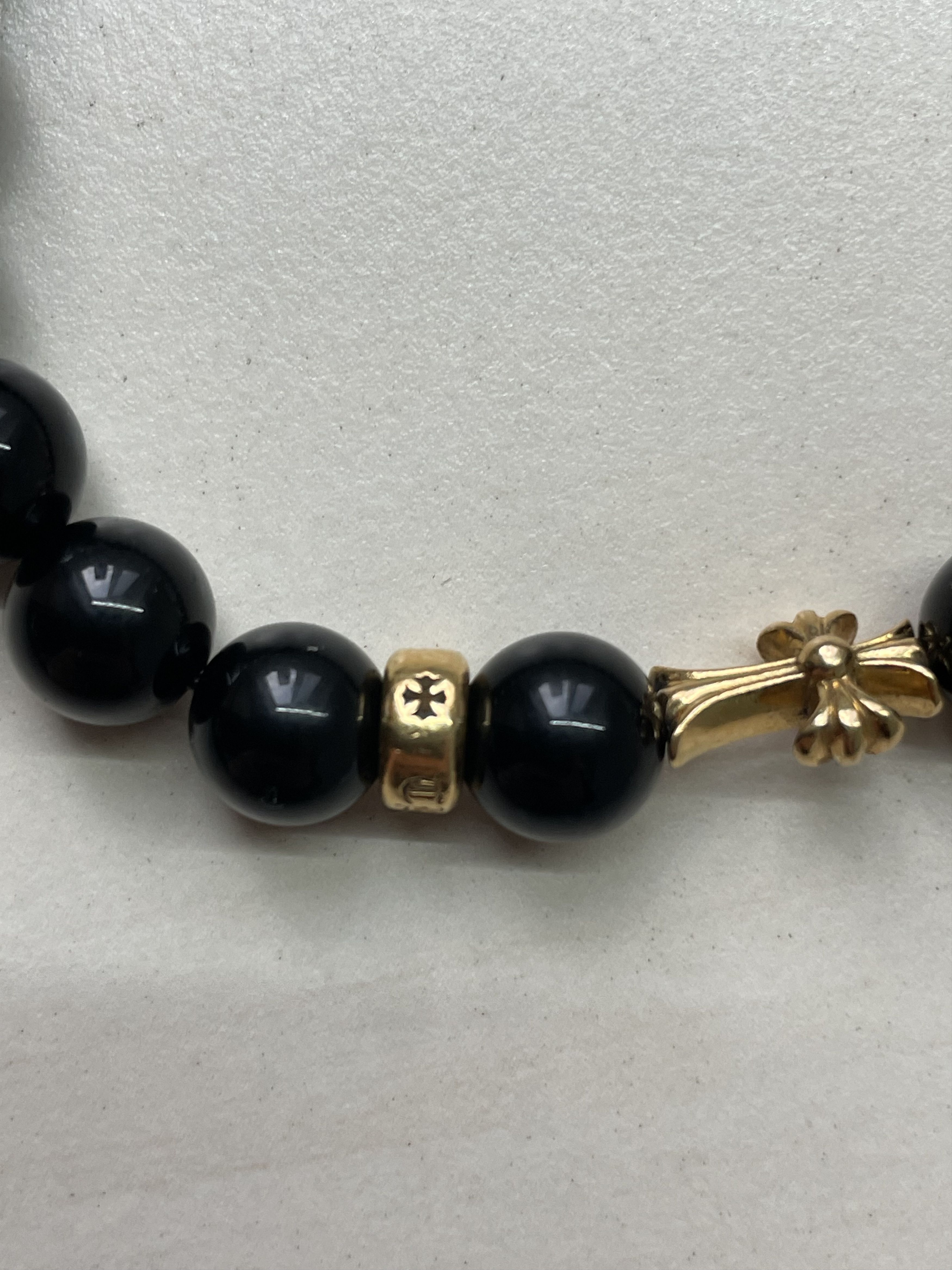 Chrome Hearts Chrome Hearts 22K Gold Cross Obsidian Beaded Bracelet Size ONE SIZE - 7 Thumbnail