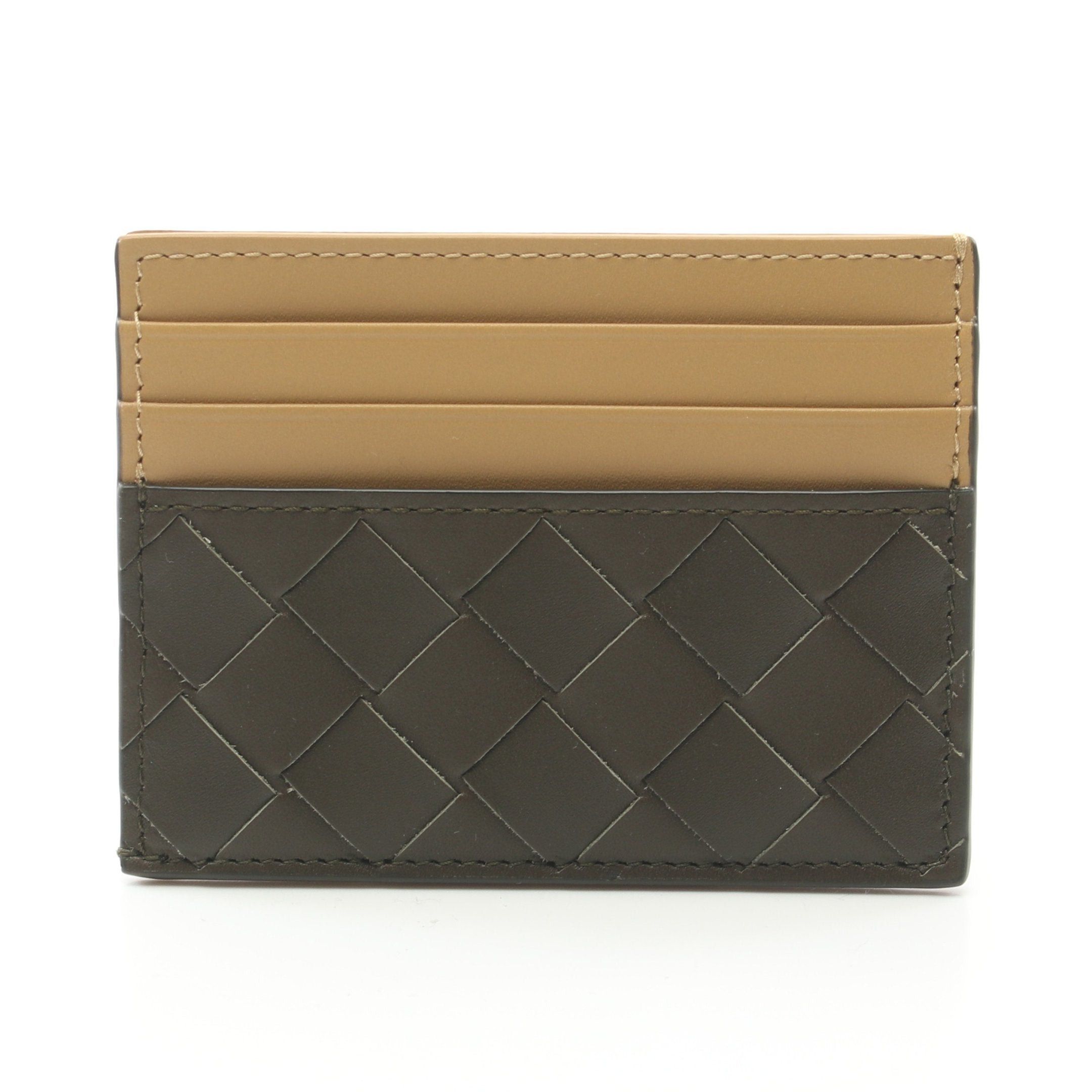 Bottega Veneta Bottega Veneta Intrecciato Card Case Leather Khaki Green Brown Size ONE SIZE - 1 Thumbnail