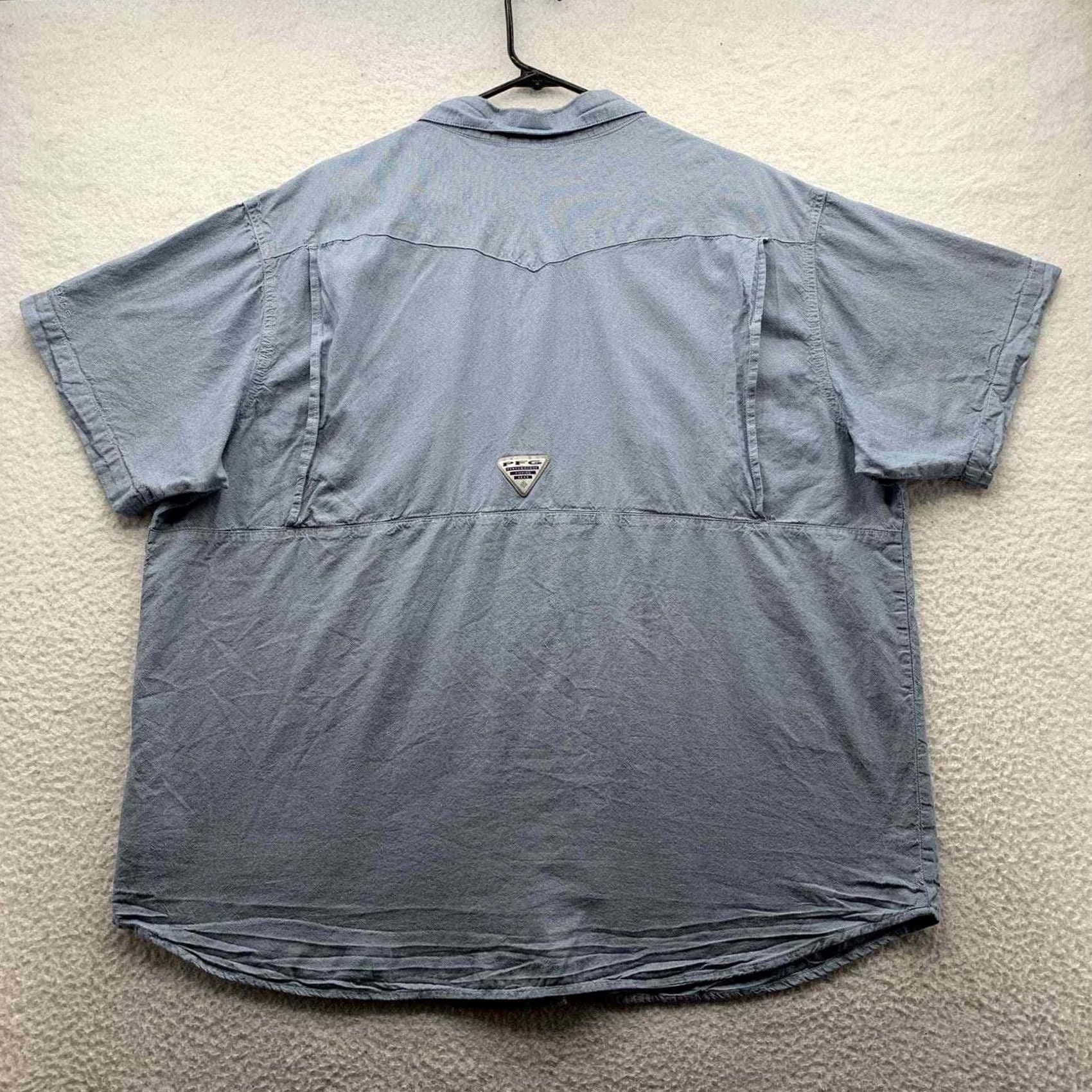 Vintage Columbia PFG Pearl Snap Shirt Mens XXL 2XL Blue Fishing Outdoors Vented FM1019 Size US XXL / EU 58 / 5 - 6 Thumbnail
