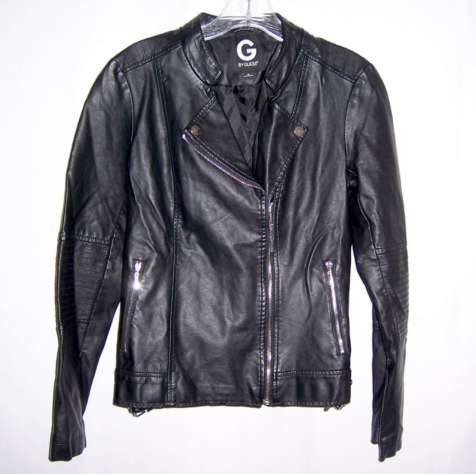 Guess G by Guess Black Faux Leather Moto Jacket - Women's M Size M / US 6-8 / IT 42-44 - 1 Thumbnail