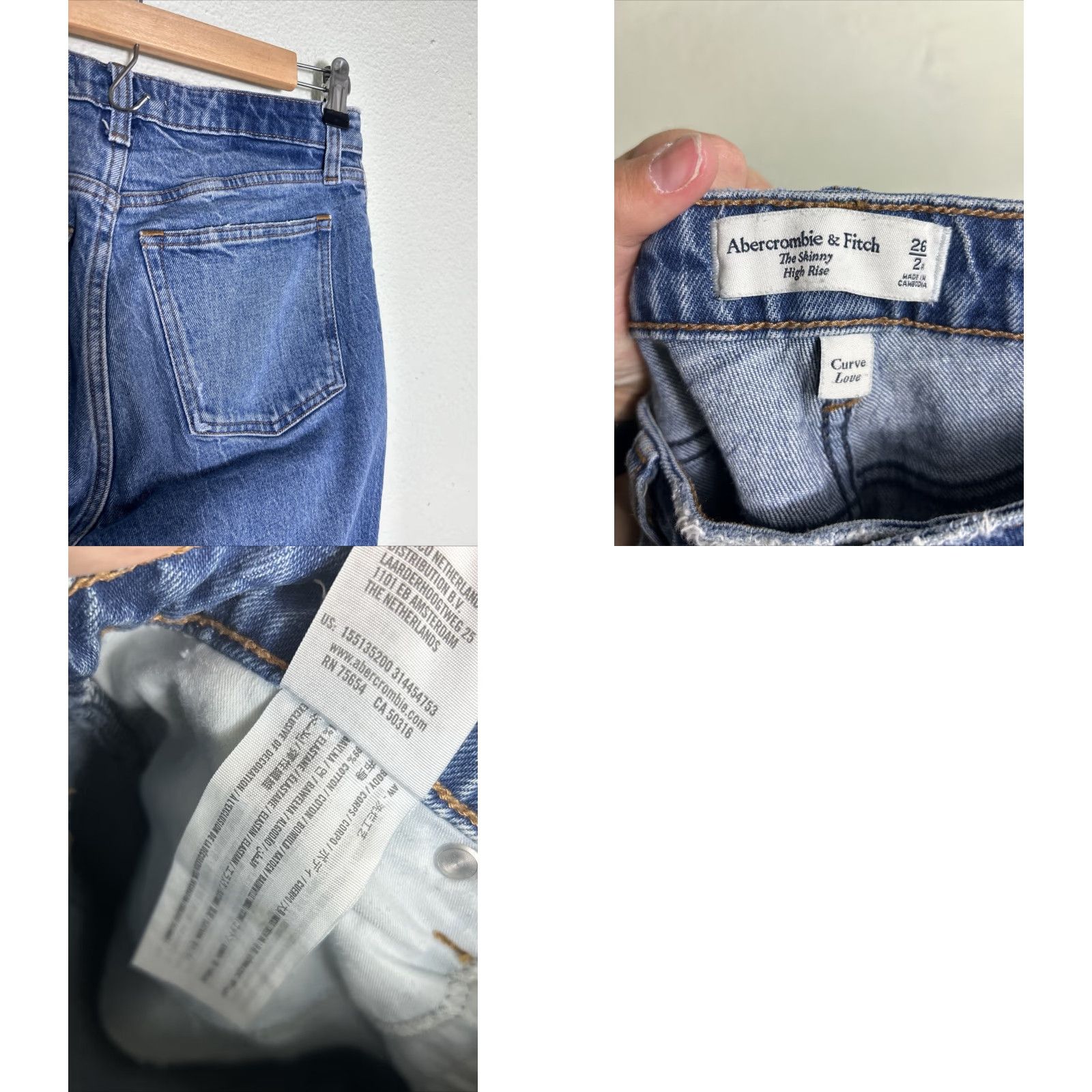 Abercrombie & Fitch Abercrombie & Fitch curve love the skinny high rise jeans Womens 2/26 Distressed Blue 27in Inseam Jeans Size 26" / US 2 / IT 38 - 9 Thumbnail