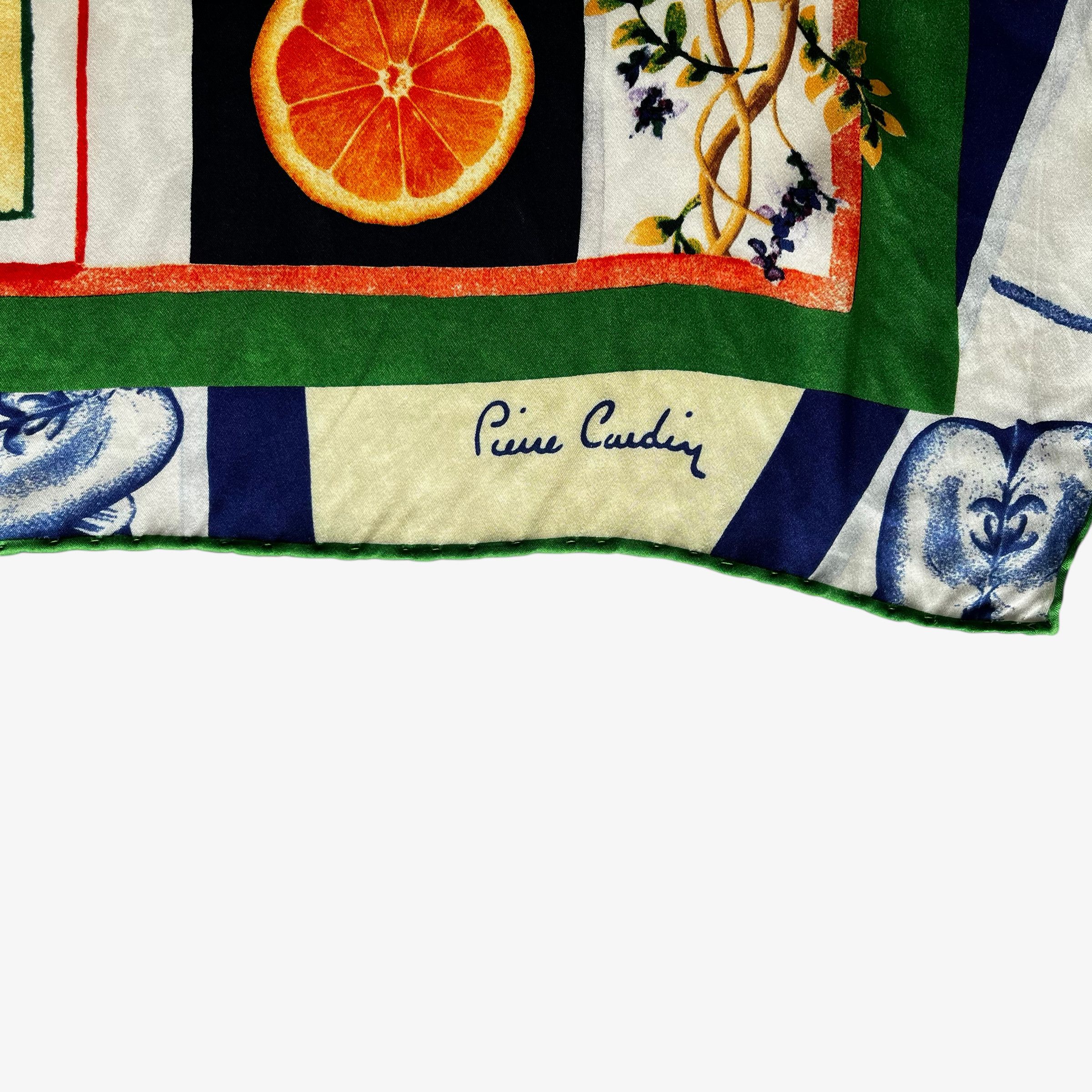 Vintage 90s Pierre Cardin Floral & Fruit Print Silk Scarf