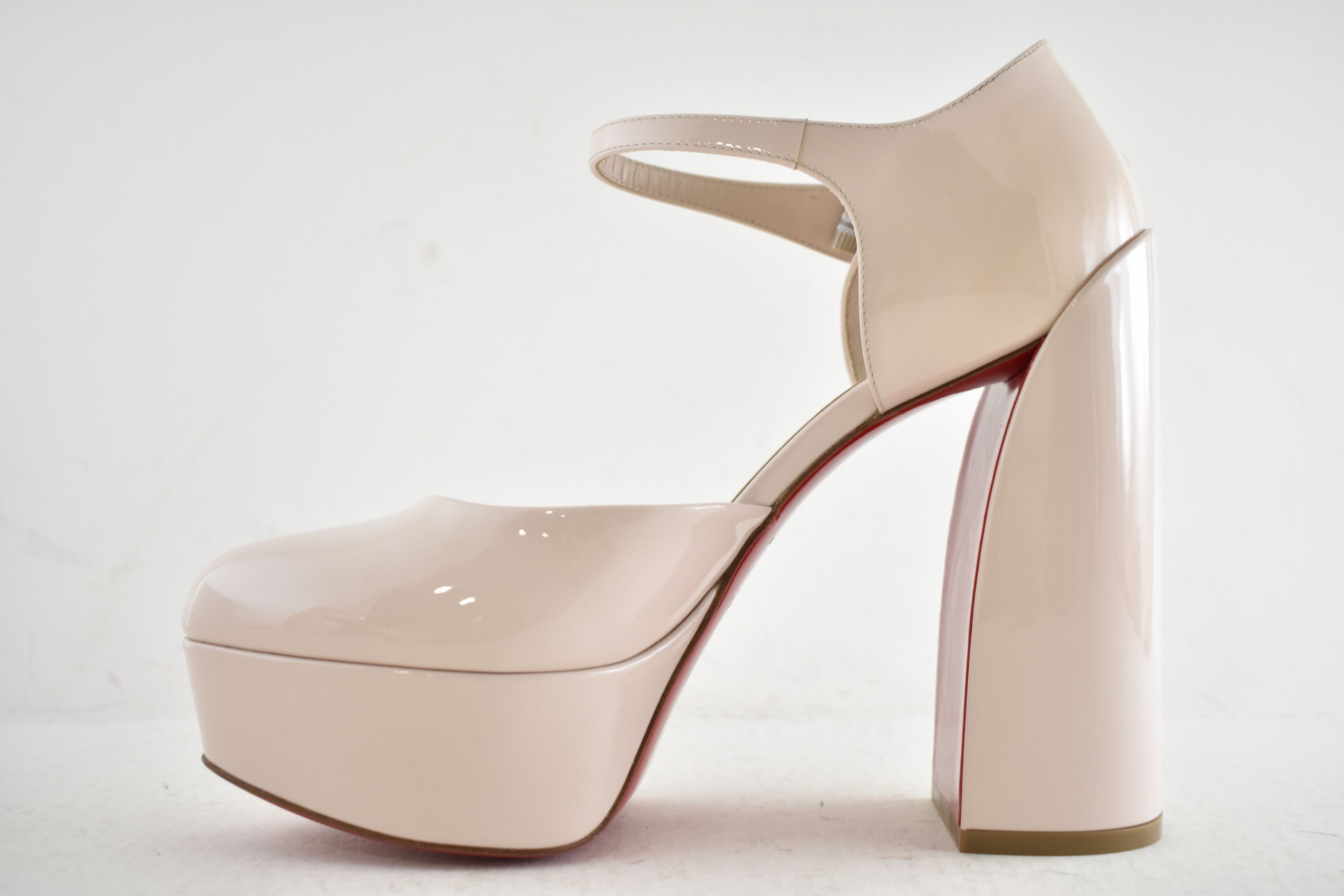 Christian Louboutin Movida MJ 130 Leche Patent Platform Block Heel Pump 37.5 Size US 7.5 / IT 37.5 - 9 Thumbnail