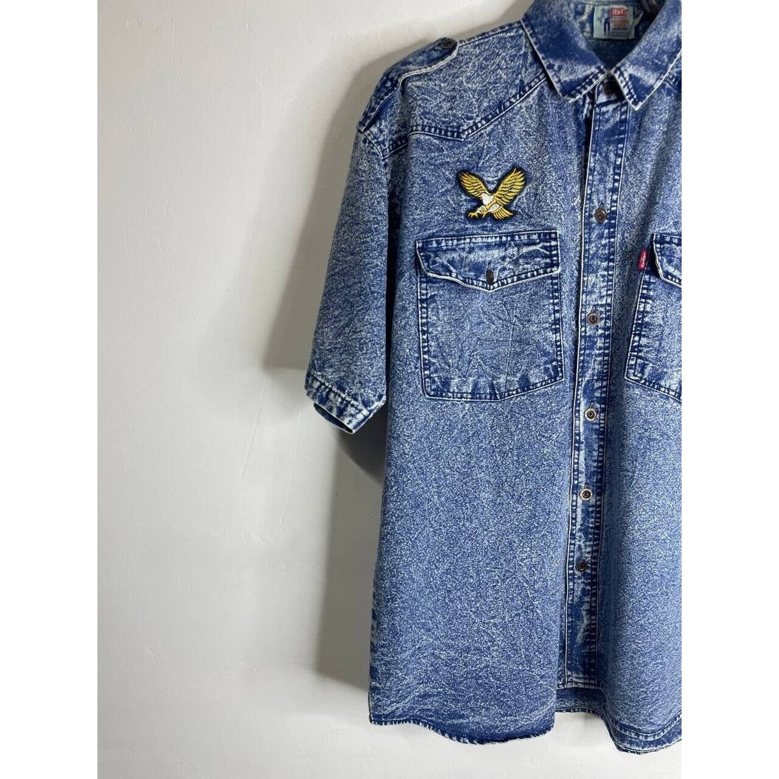 Levi's Vintage Levi’s Western Denim Shirt XL U.S. Army Eagle USA Size US XL / EU 56 / 4 - 3 Thumbnail