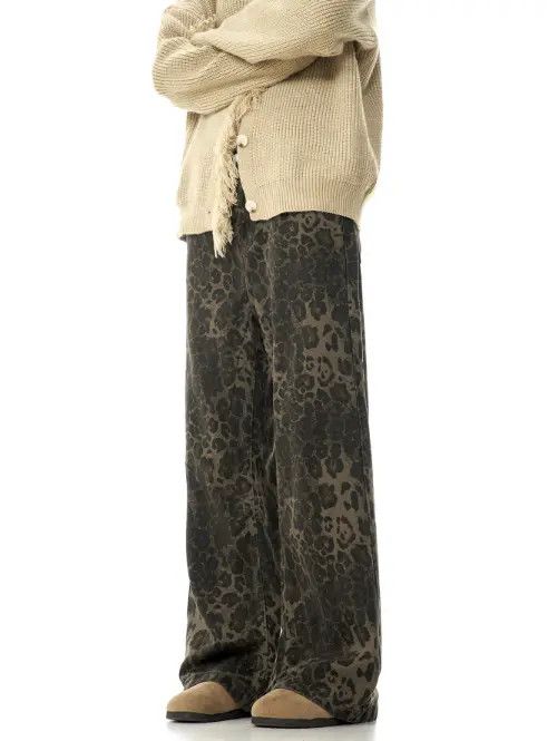 Japanese Brand × Jean American retro washed straight loose leopard print jeans Size US 32 / EU 48 - 3 Thumbnail