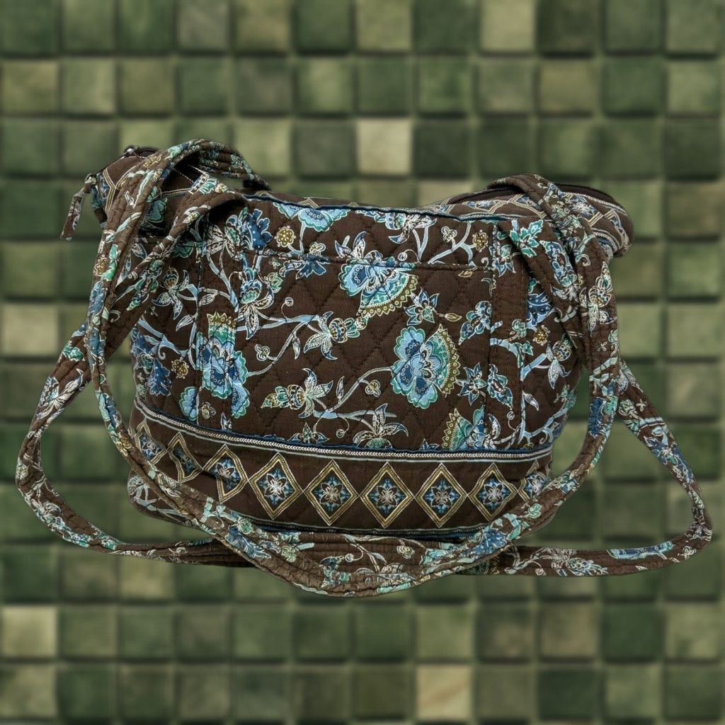 Croft & Barrow Croft & Barrow Tote Women's Large Quilted Floral Brown Turquoise Messenger Bag Purse HB21 Size ONE SIZE - 1 Thumbnail