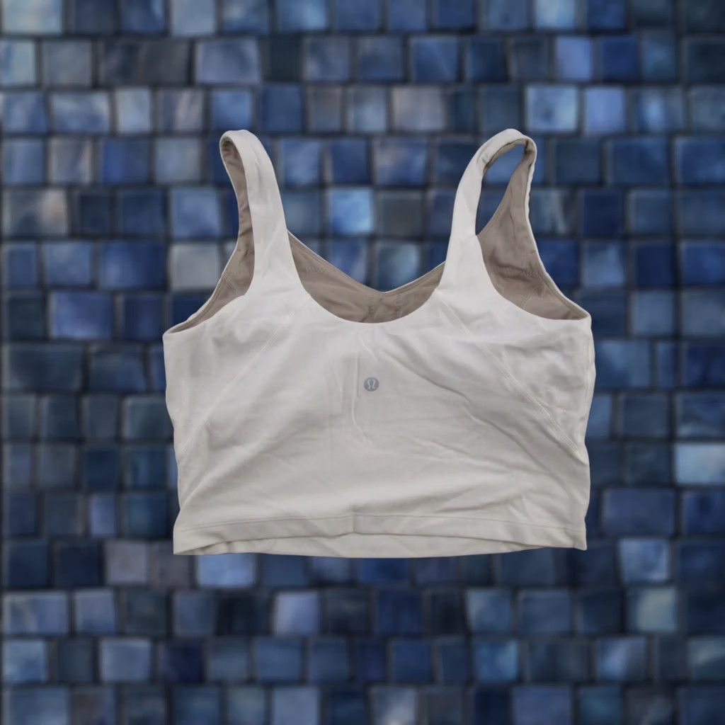 Lululemon Lululemon Women's Tank Top V-Neck Built-In Bra Activewear Sleeveless Racerback Shirt 12 White Multicolor Nylon Size XL / US 12-14 / IT 48-50 - 1 Thumbnail