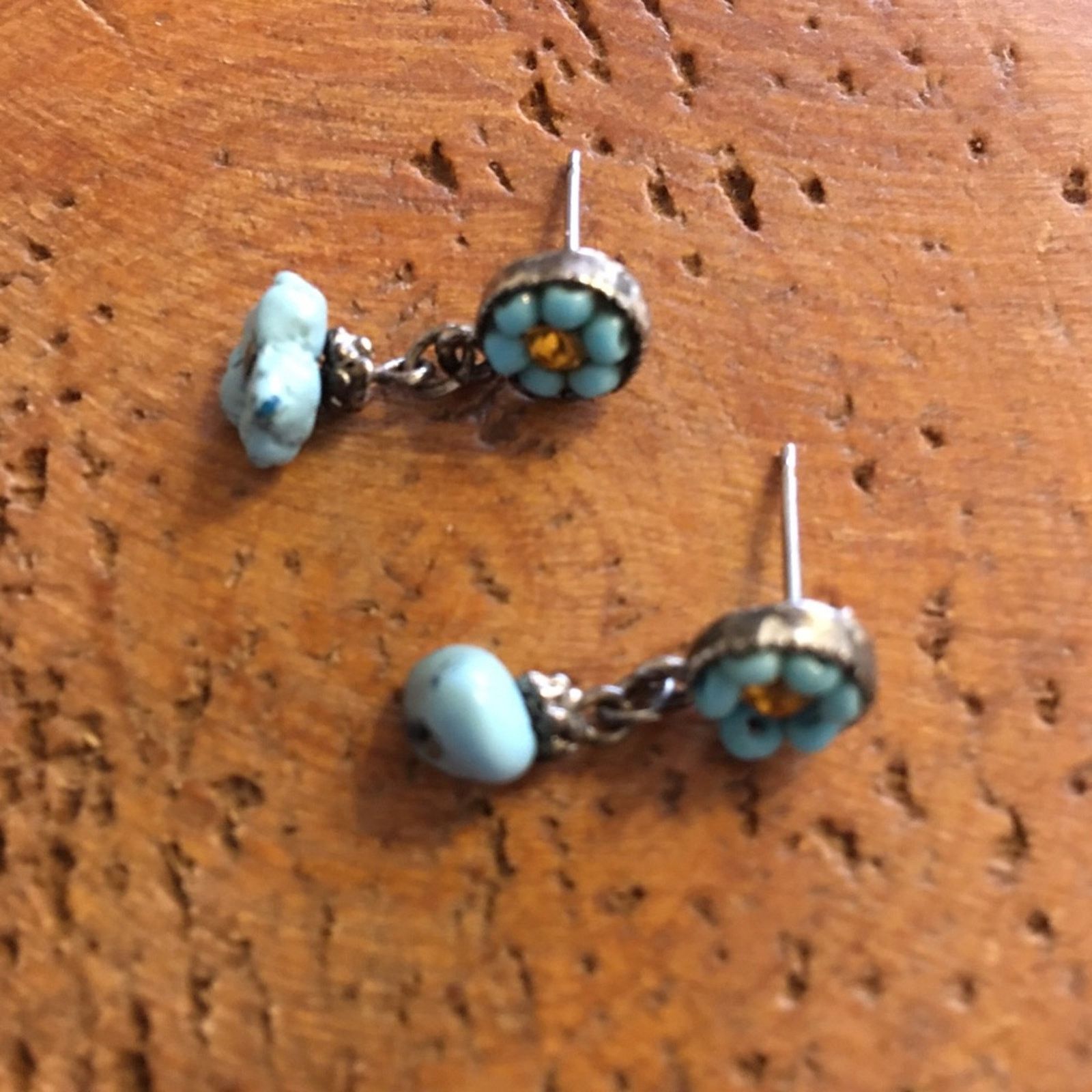 Vintage Vintage faux turquoise dangle pierced earrings Size ONE SIZE - 5 Thumbnail