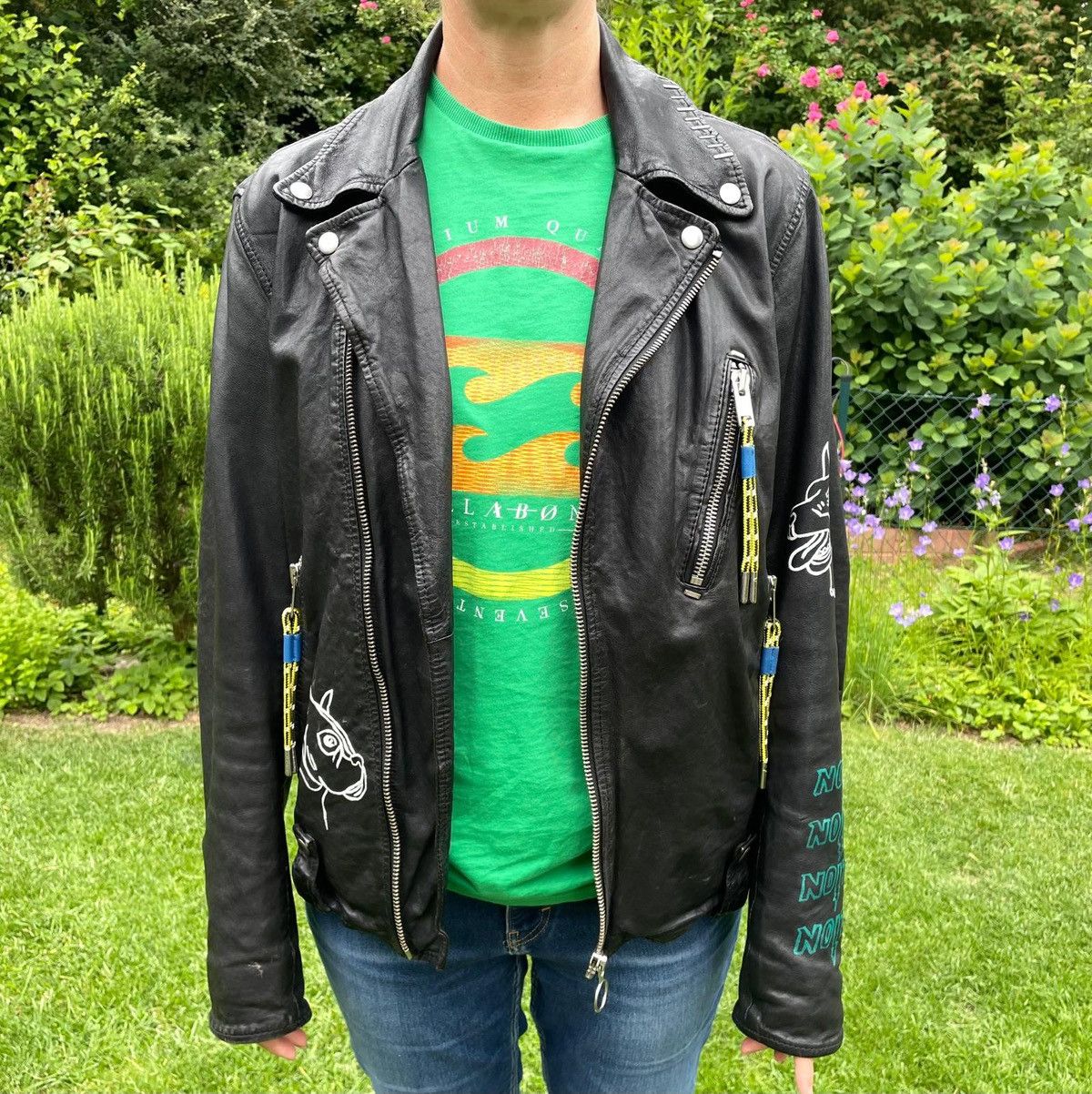 Diesel 🎸 Rockstar Diesel Leather Jacket - Rare Graphic Edition Size US M / EU 48-50 / 2 - 8 Thumbnail