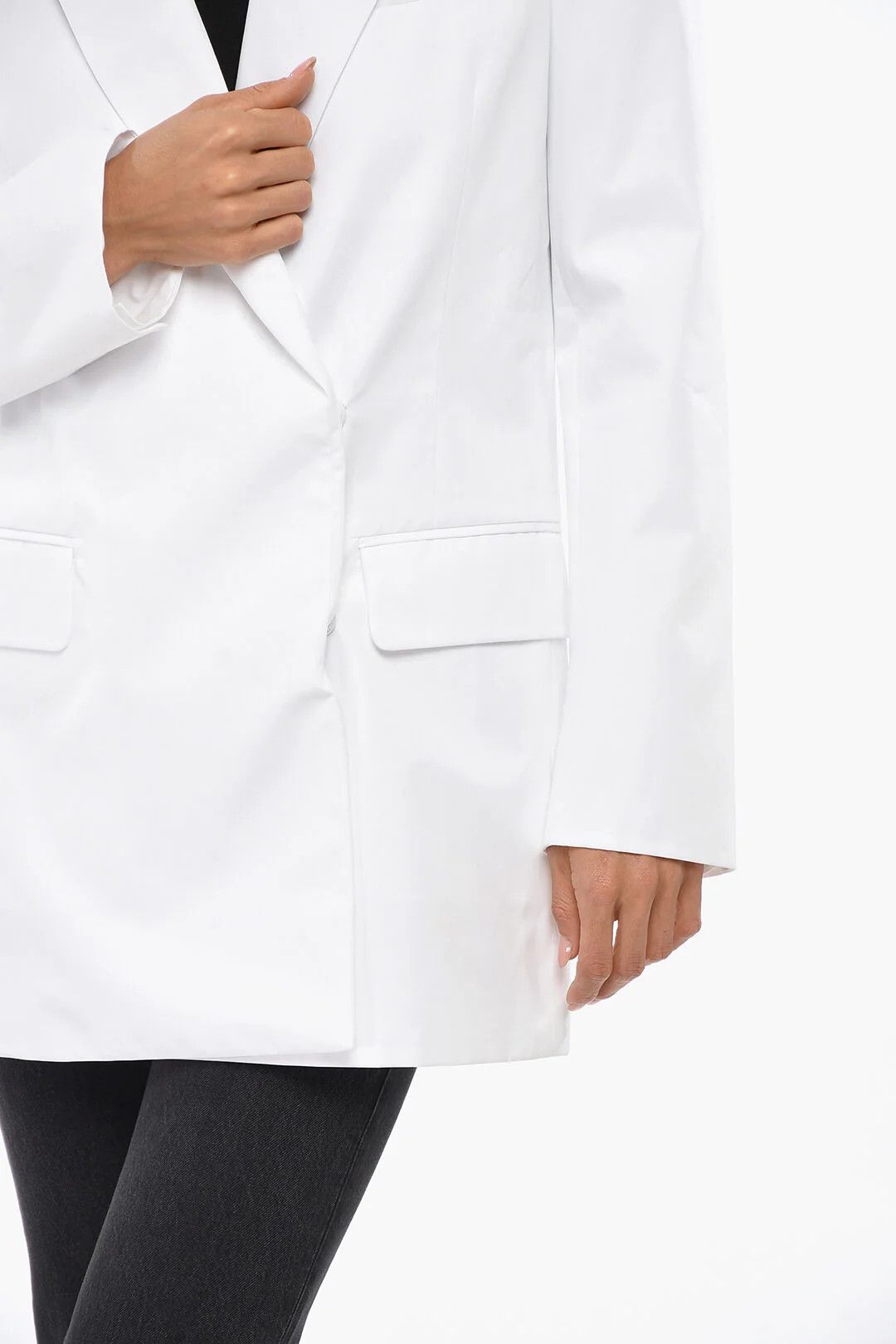 Valentino og1mm0426 Cotton Double-Breasted Blazer in White Size XS / US 0-2 / IT 36-38 - 3 Thumbnail