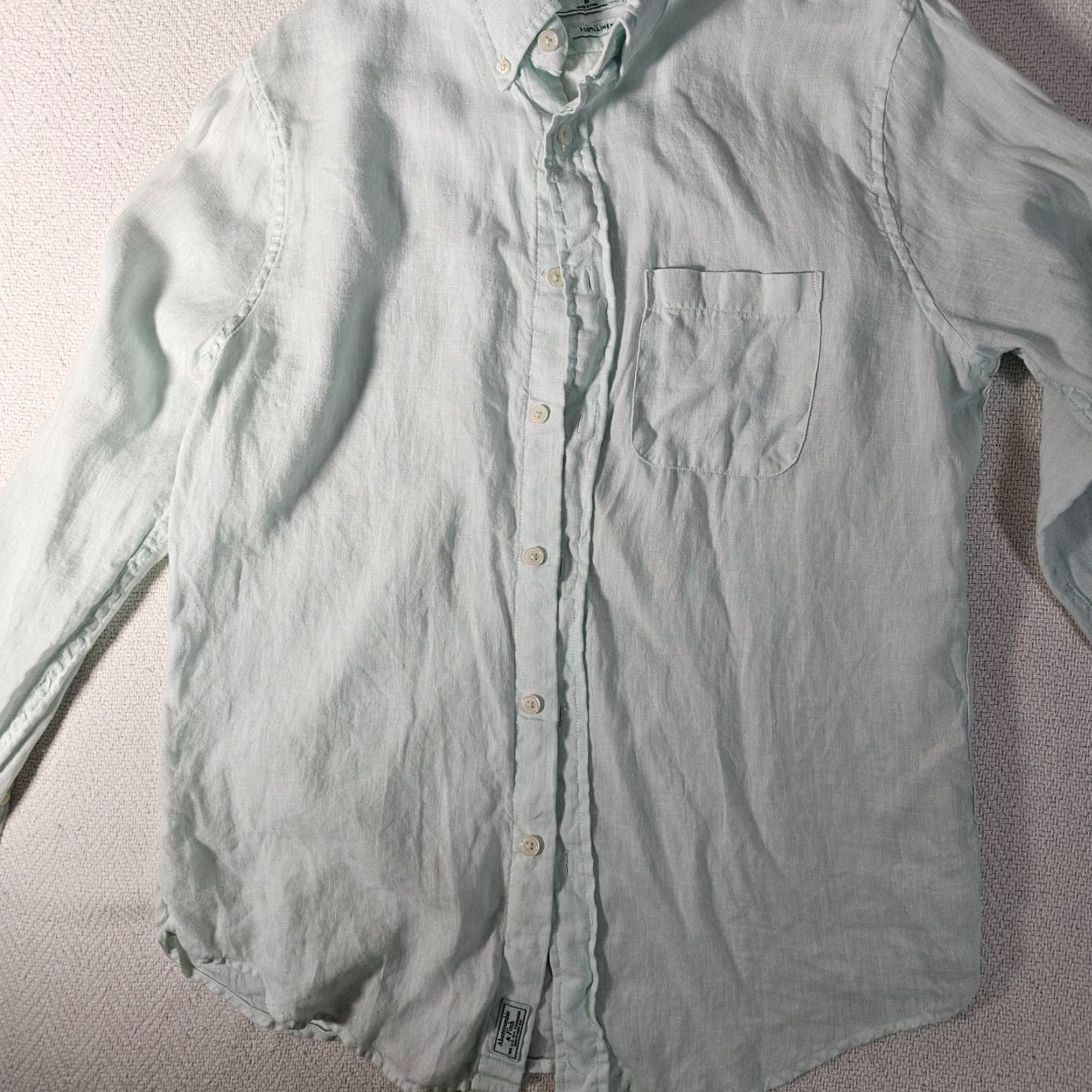 Abercrombie & Fitch Abercrombie & Fitch Button-Up Shirt Men M Green Long Sleeve Linen Adults Size US M / EU 48-50 / 2 - 3 Thumbnail
