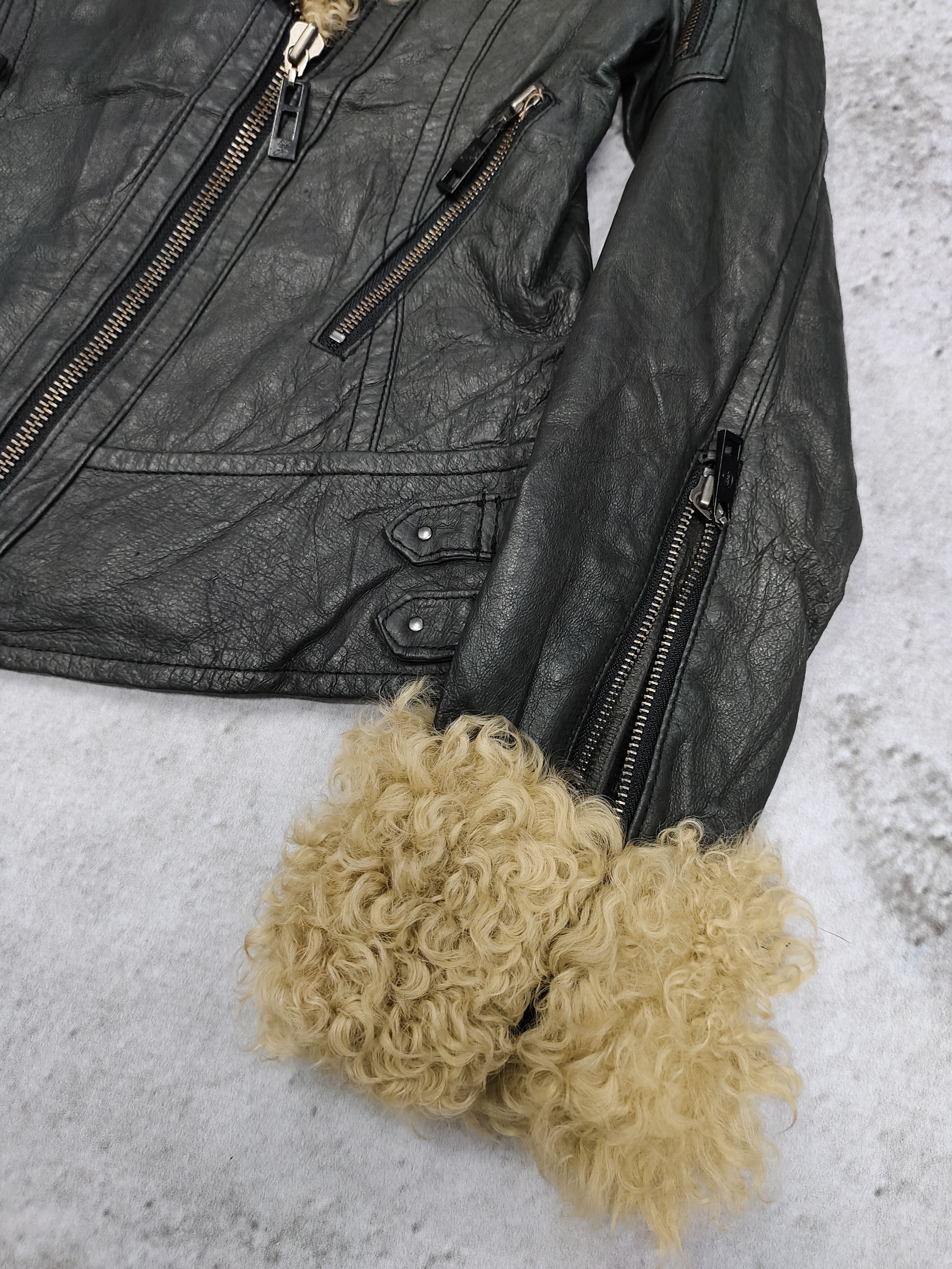 If Six Was Nine 00s Spiral Girl-Japanese Gothic Rock Asymmetric Fur Leather Size S / US 4 / IT 40 - 10 Thumbnail