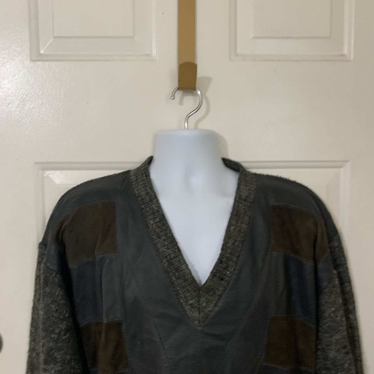 Vintage Rafael V Neck Leather and Wool Blend sweater Size US M / EU 48-50 / 2 - 2 Thumbnail