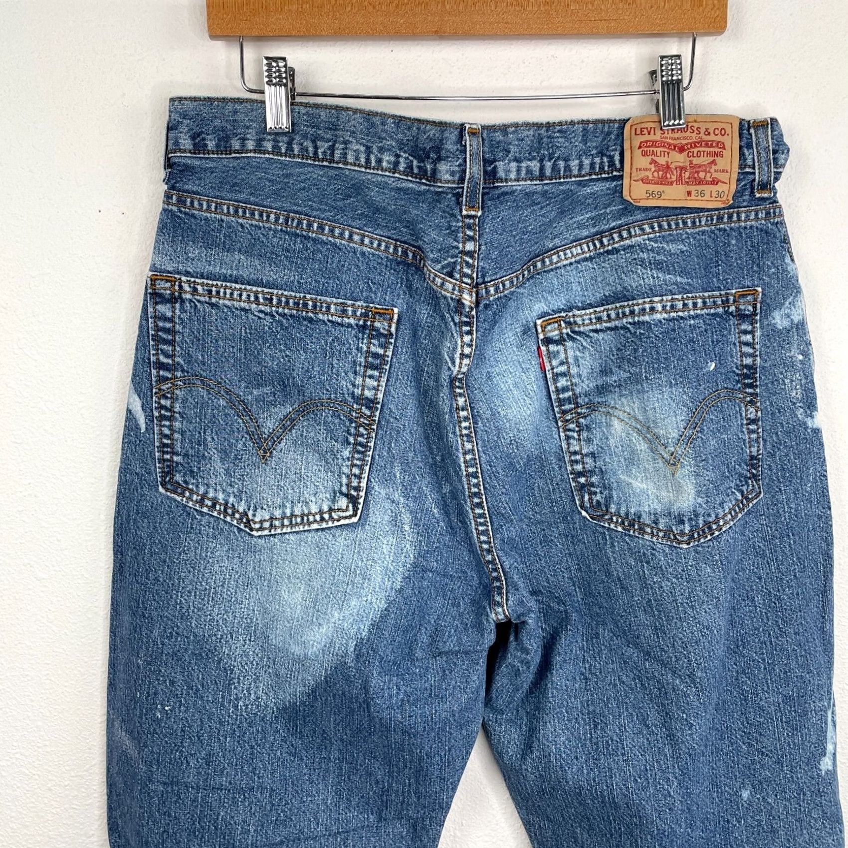 Levi's VINTAGE Levi's 569 Jeans Men Blue Straight Loose 36x29 Distressed Denim 100% Cotton Regular Inseam 29 High Rise Straight Style Mens Size US 36 / EU 52 - 5 Thumbnail